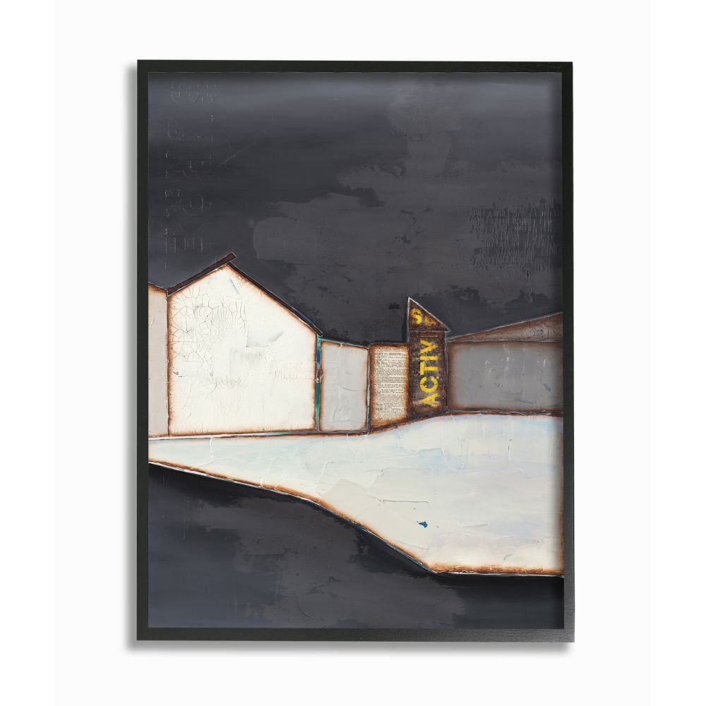 Abstract Urban Landscape Canvas with Black Frame, 16 x 20 in