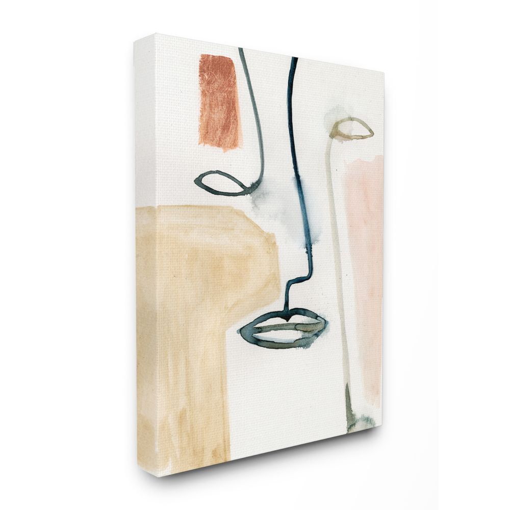 Abstract Face Impression Canvas Wall Art in Beige and Pink, 24" x 30"