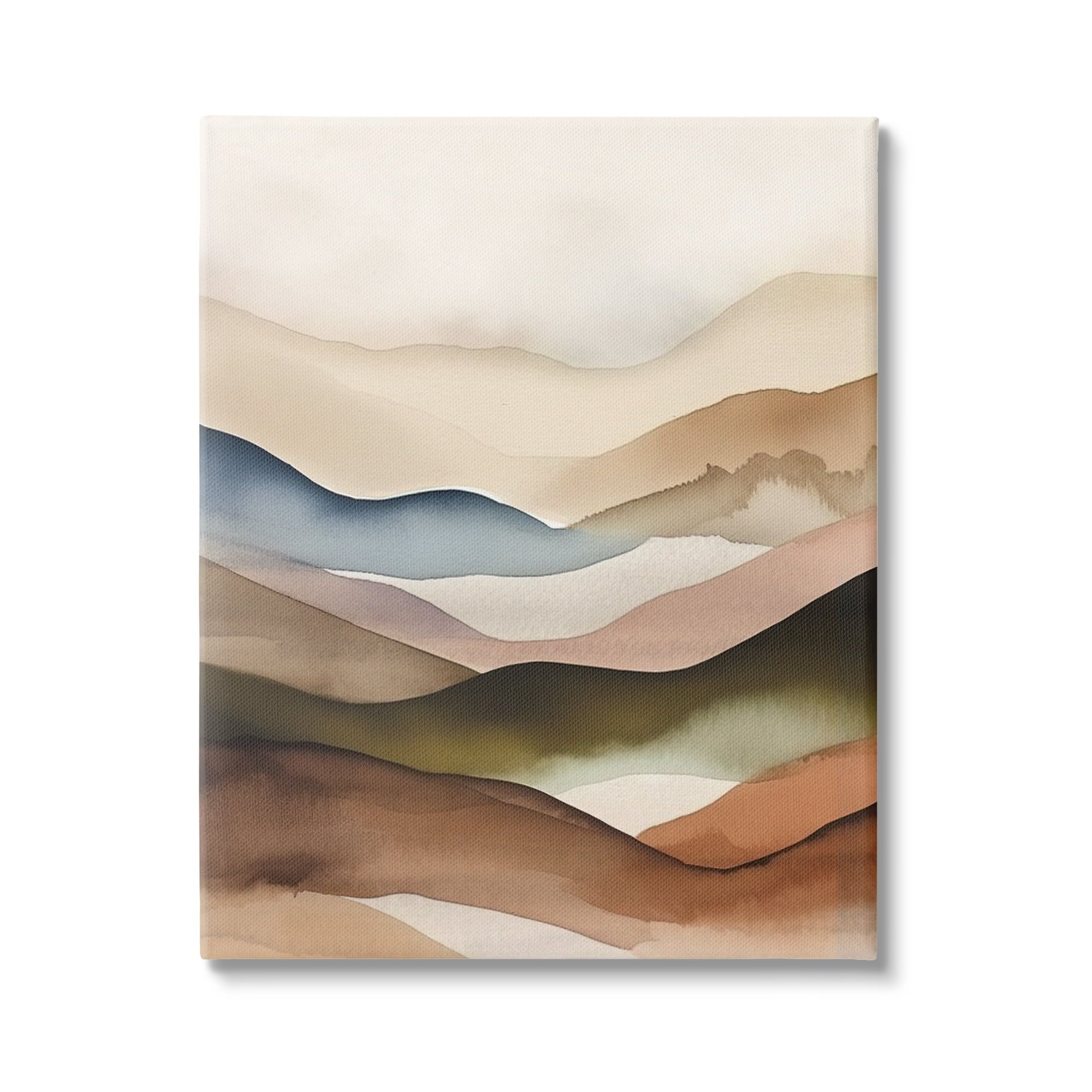 Abstract Mountain Range Landscape Canvas Art in Earth Tones, 16 x 20