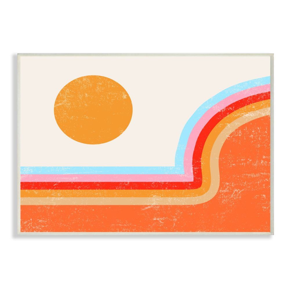 Retro Sun and Stripes MDF Wall Plaque, 10 x 15