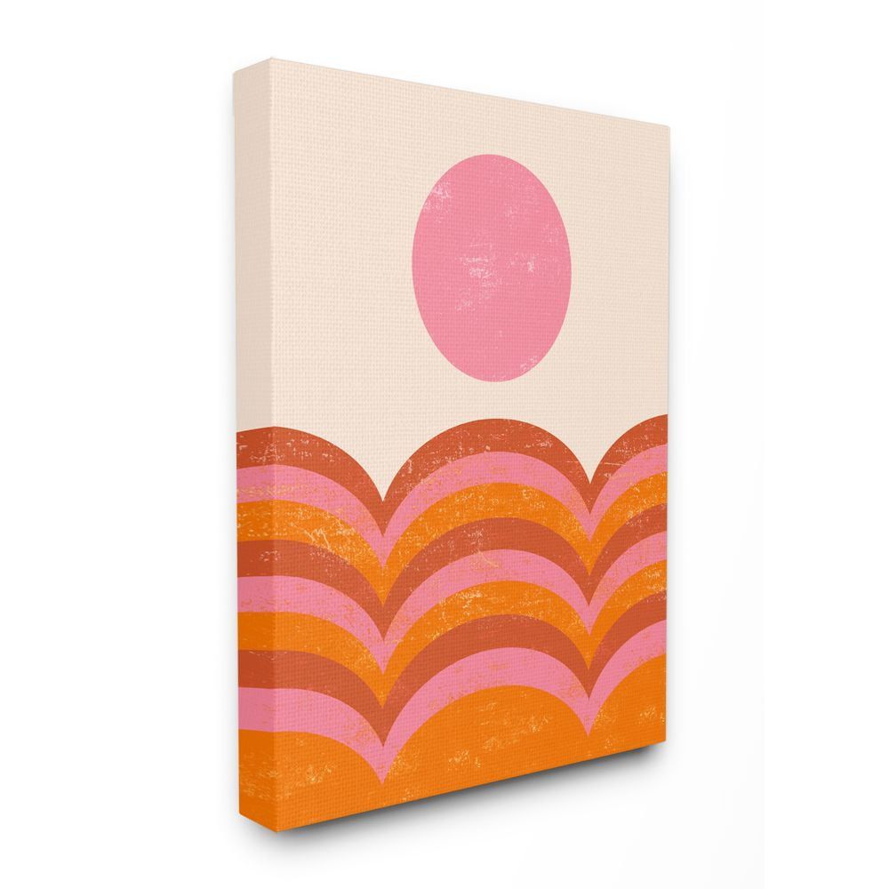 Abstract Pink and Orange Sunset Canvas Landscape Art, 16" x 20"