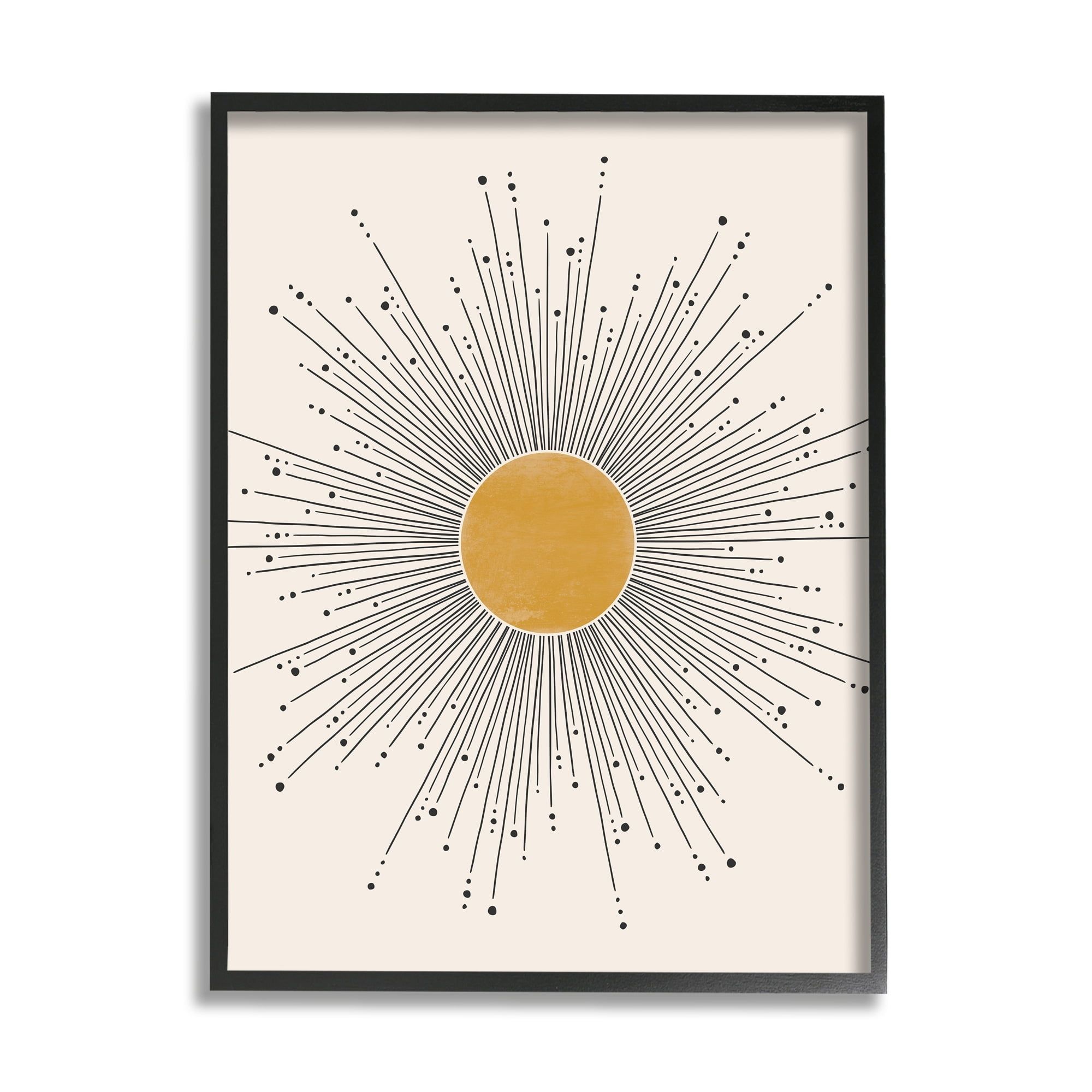 Art Deco Black Framed Geometric Sunburst Print, 16 x 20