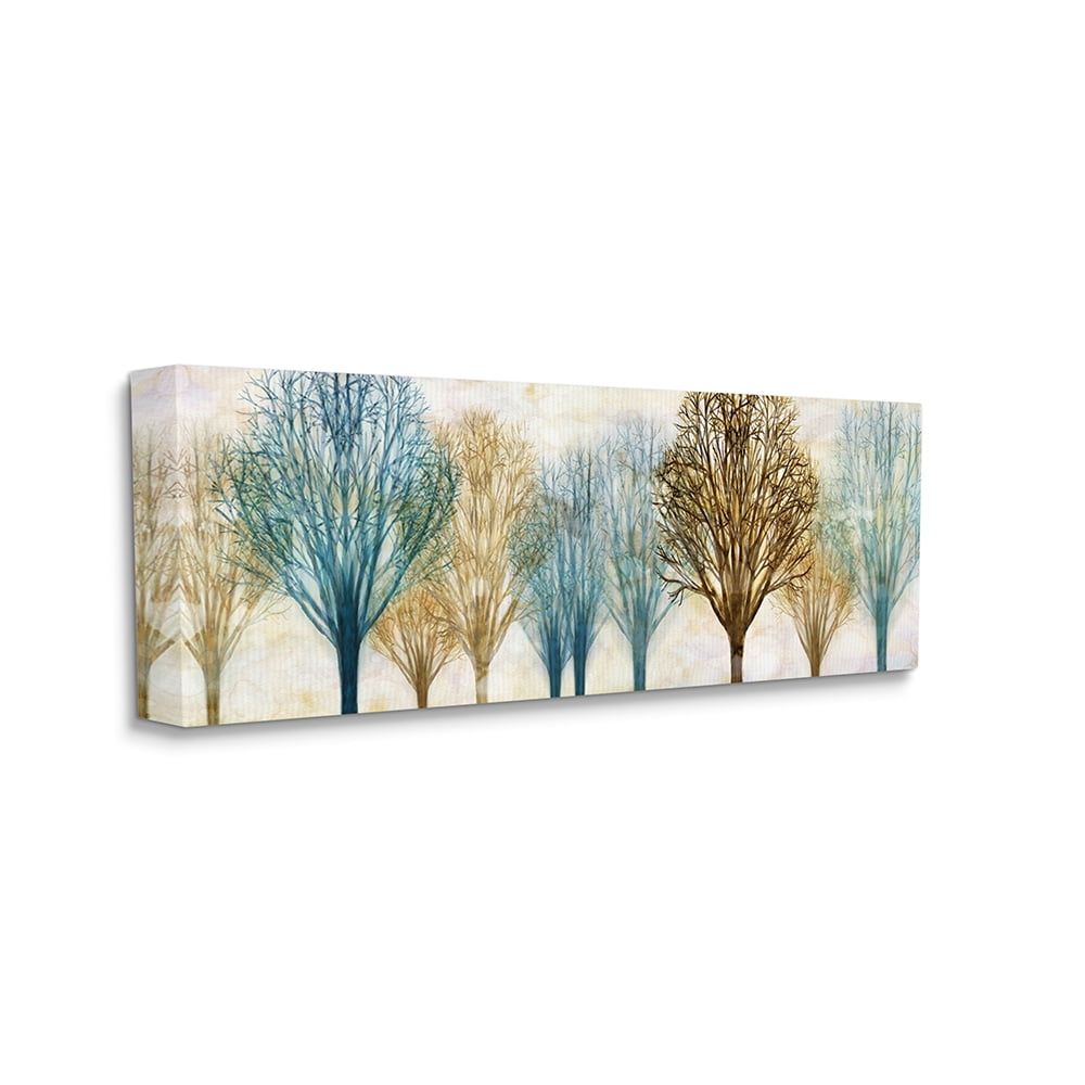 Autumn Tree Forest Abstract Blue and Brown Canvas Art