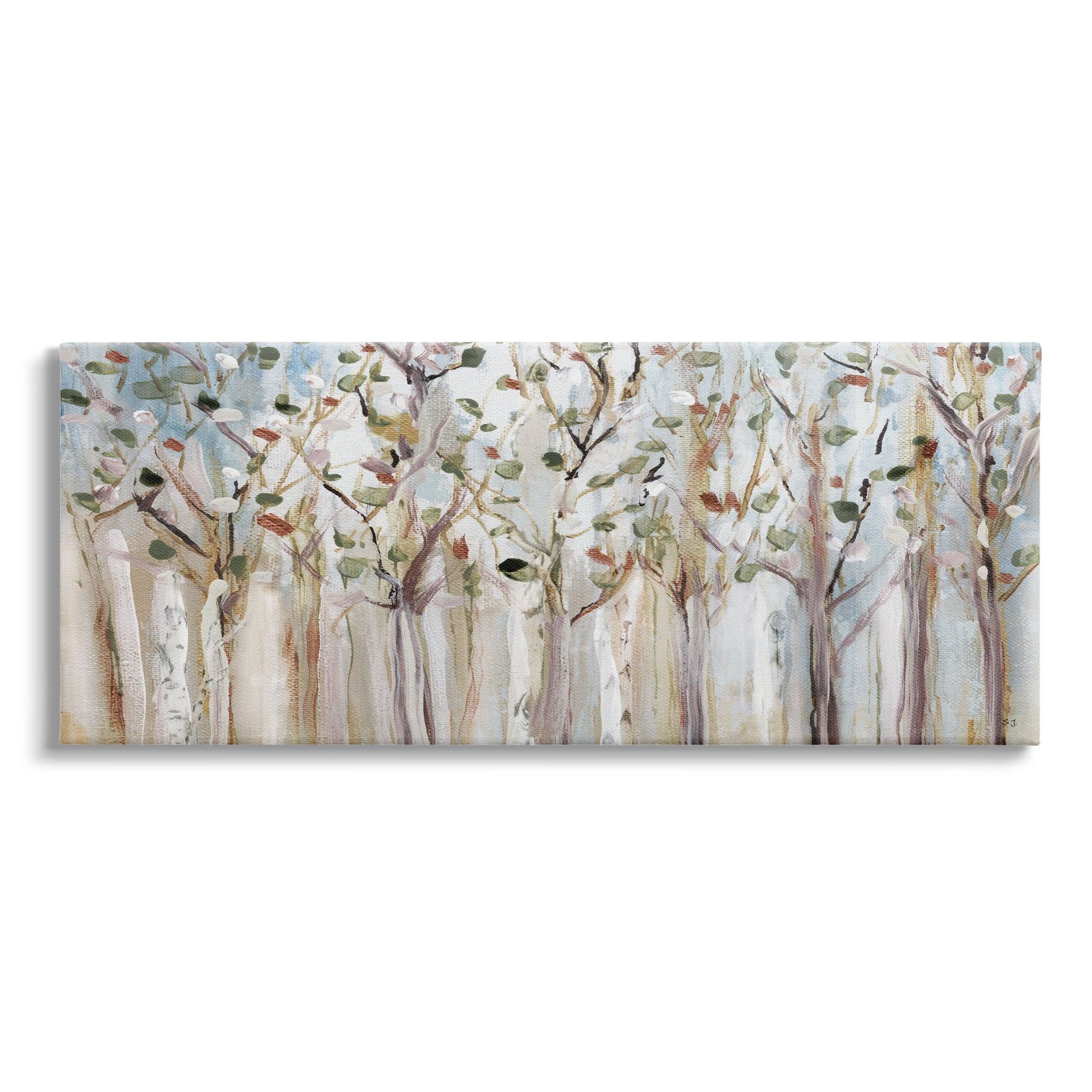 Bare Branch Trees Birch Forest Abstract Canvas Wall Art, 40 x 17