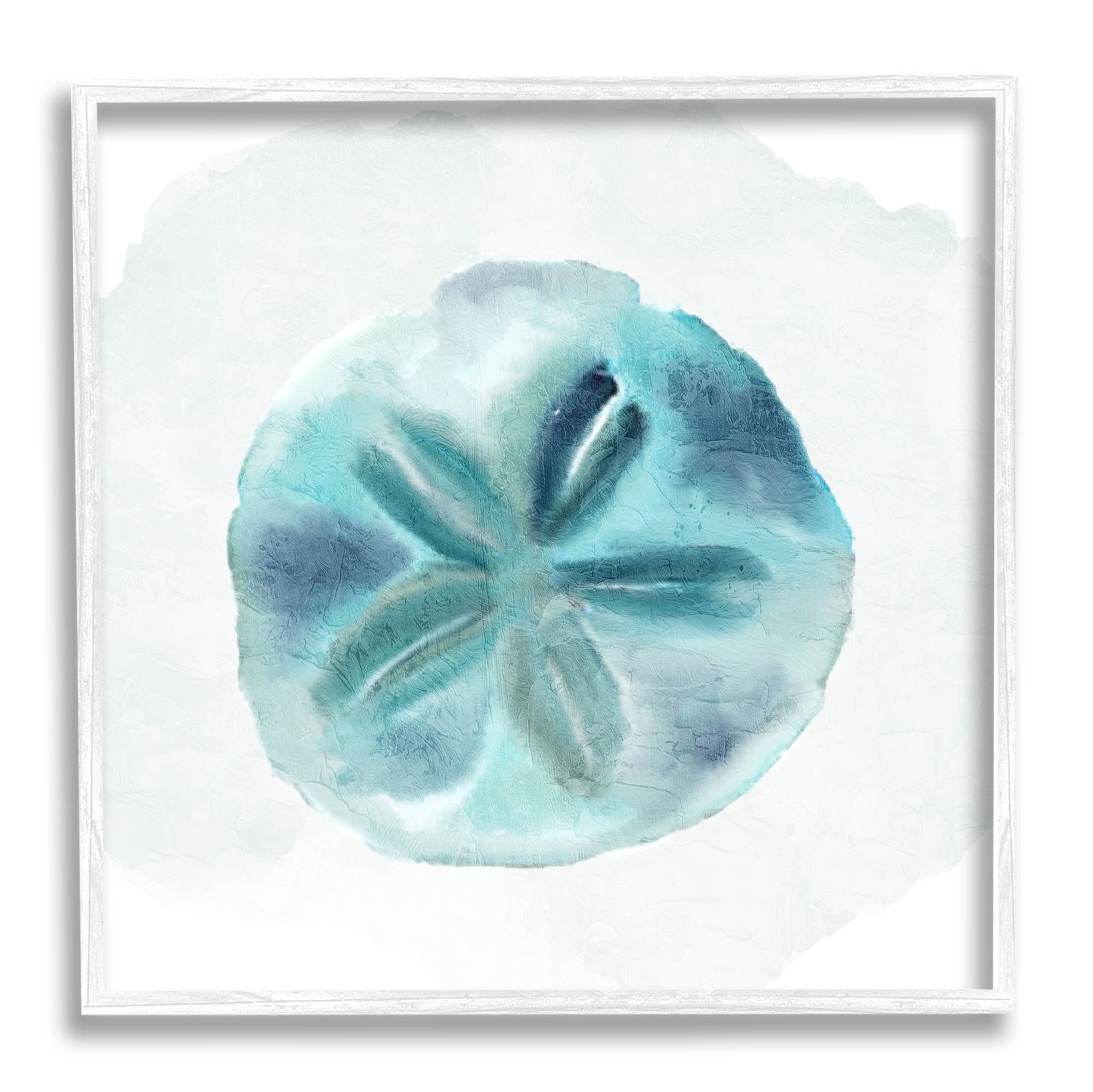 Beachy Blue Sand Dollar White Framed 12" Art Print