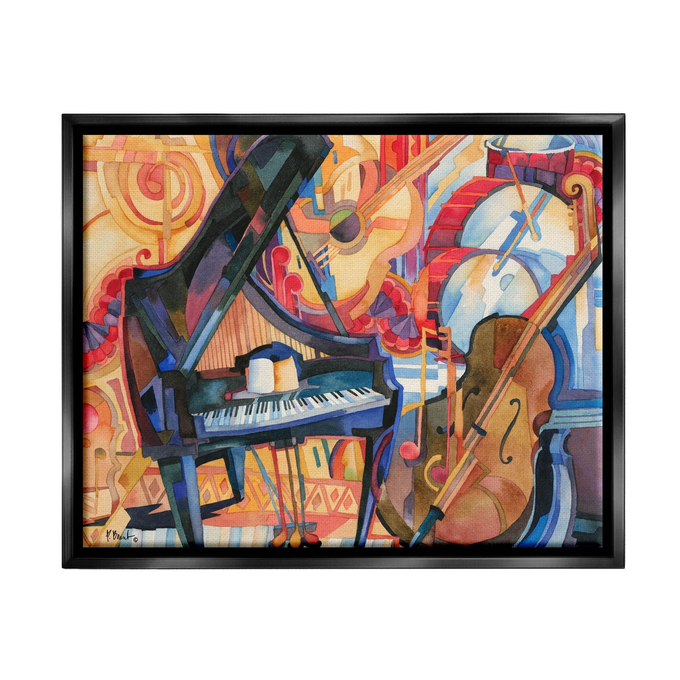 Big City Music Abstract Cubism Canvas Print with Black Frame