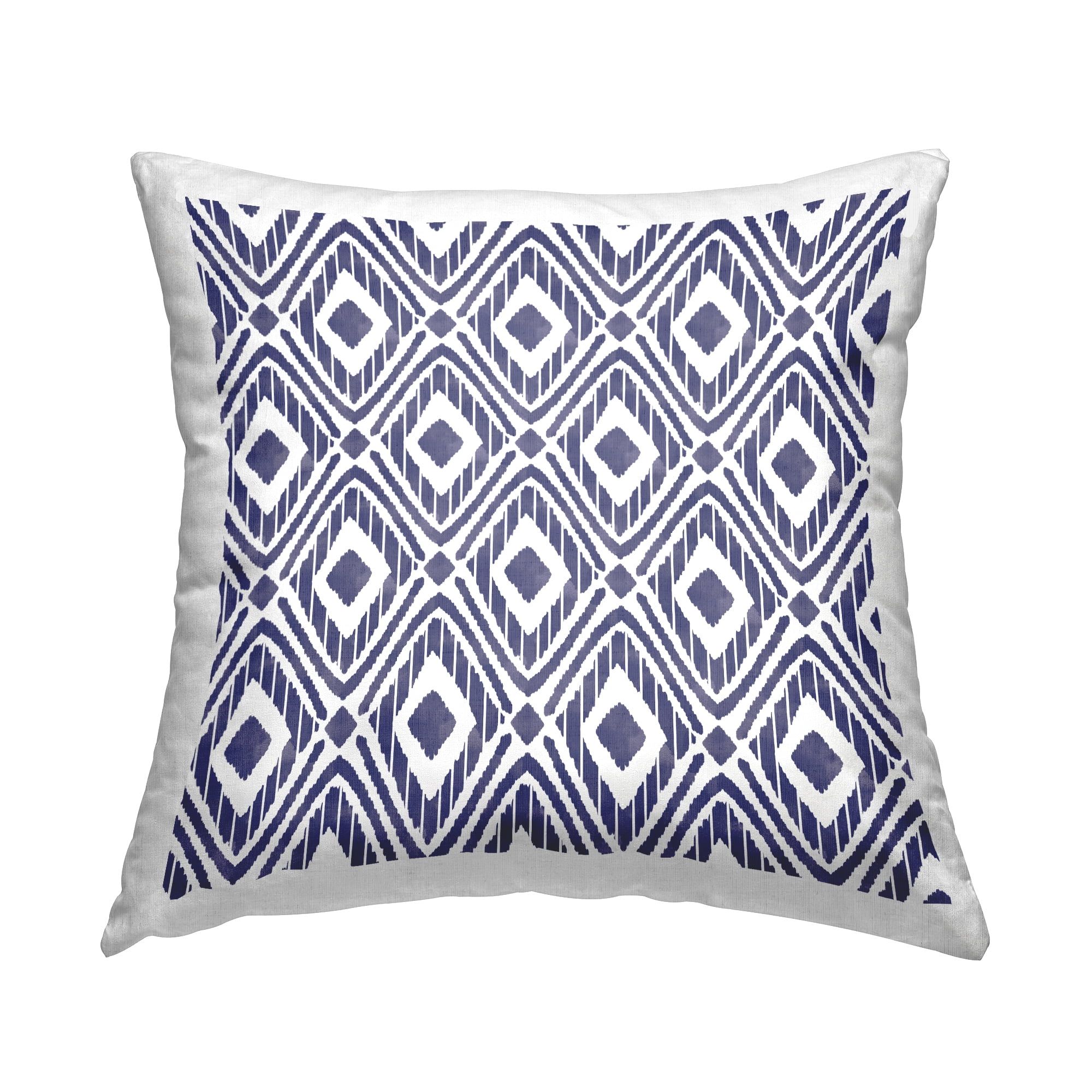 Blue and White Bohemian Geometric Pattern Throw Pillow Set