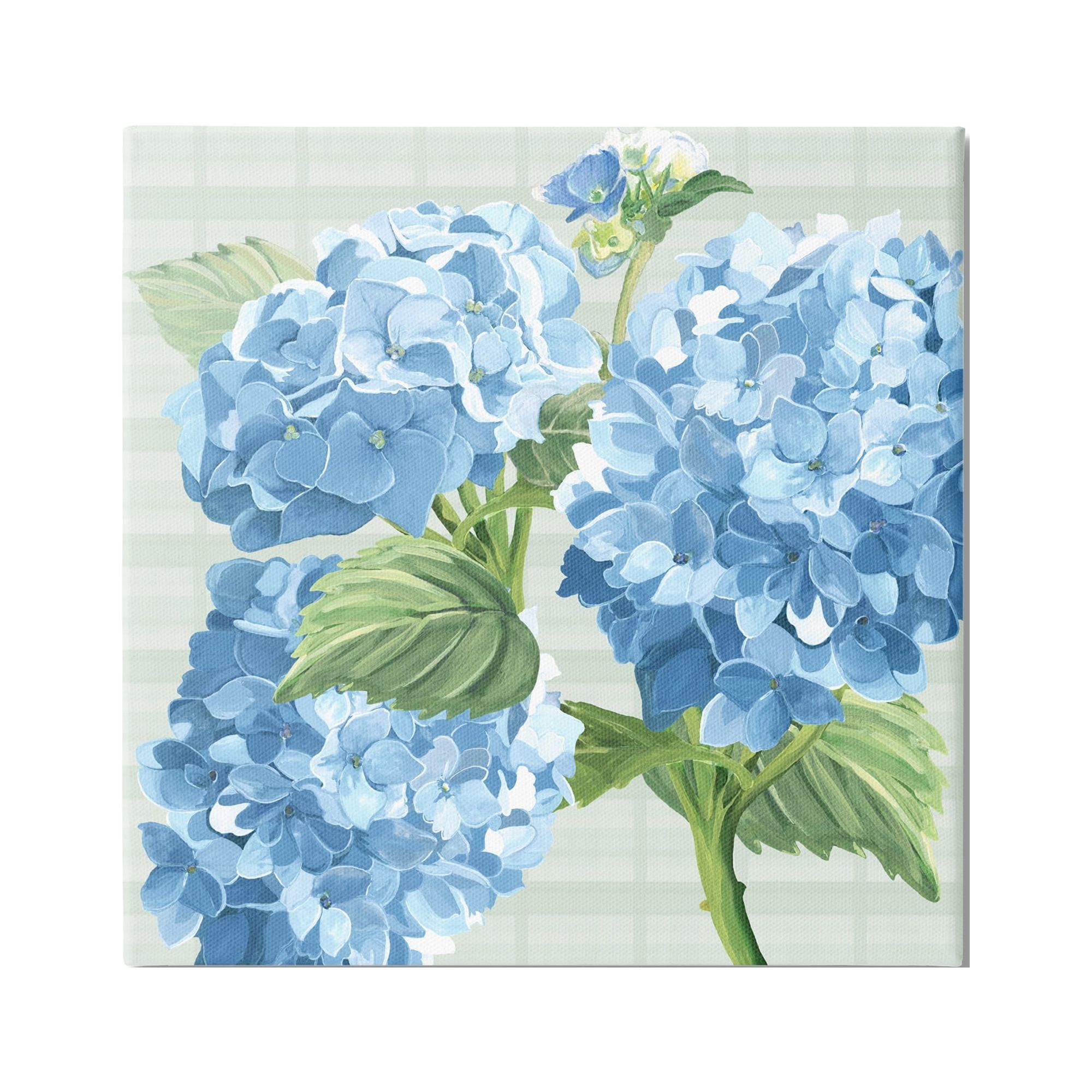 Blue Hydrangea Blossoms Botanical Canvas Wall Art, 17 x 17