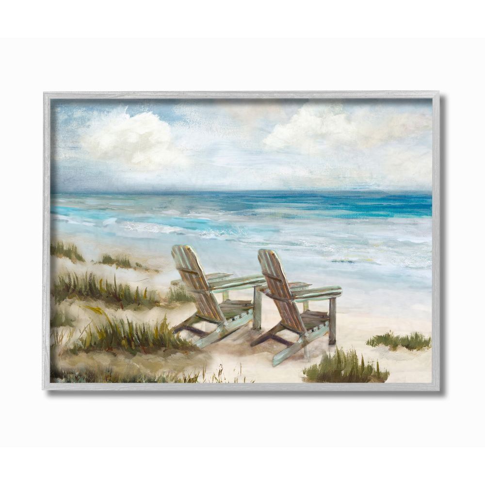 Gray Framed Coastal Landscape Canvas Print, 16 x 20 inches