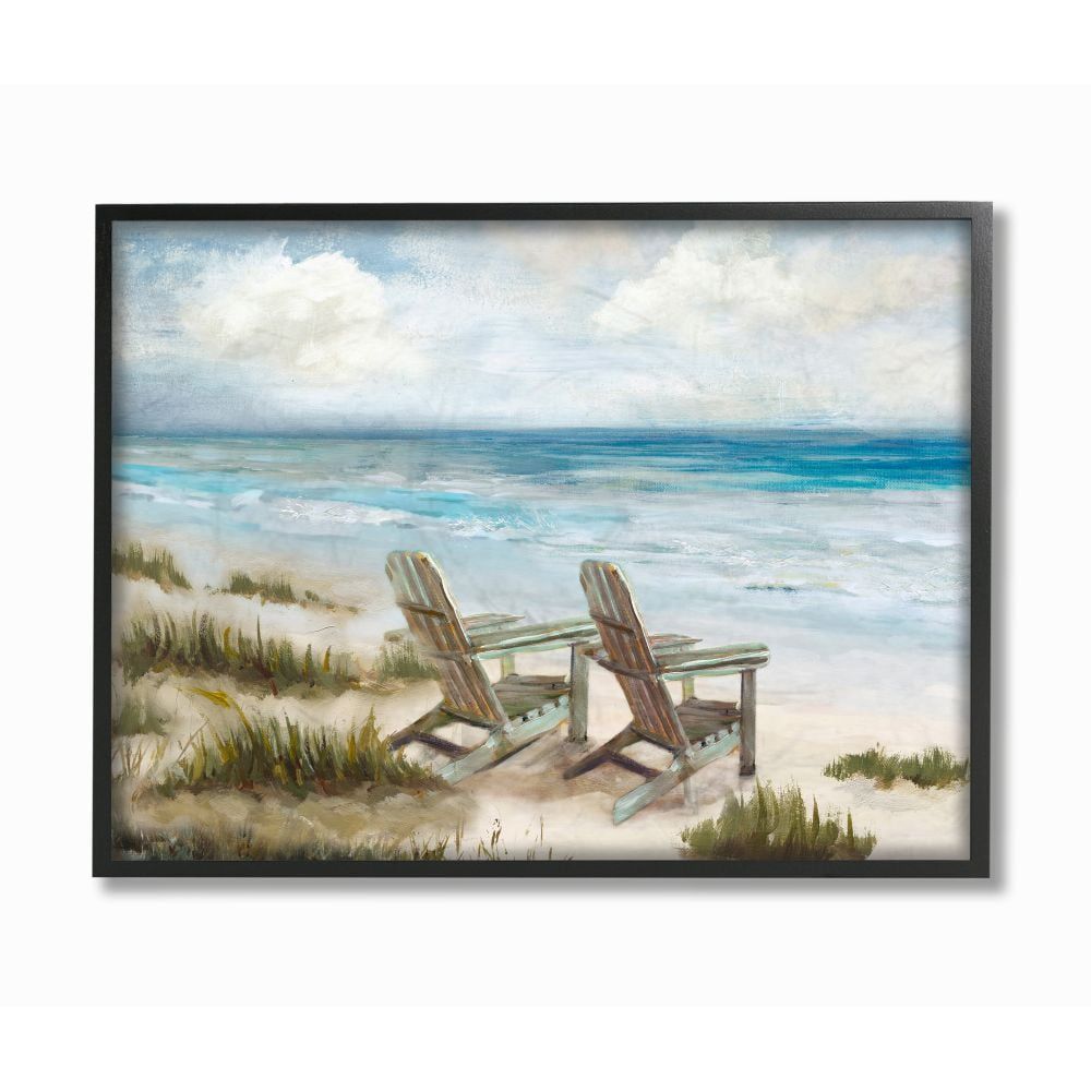 Coastal Landscape Canvas Print with Black Frame for Kids Nursery