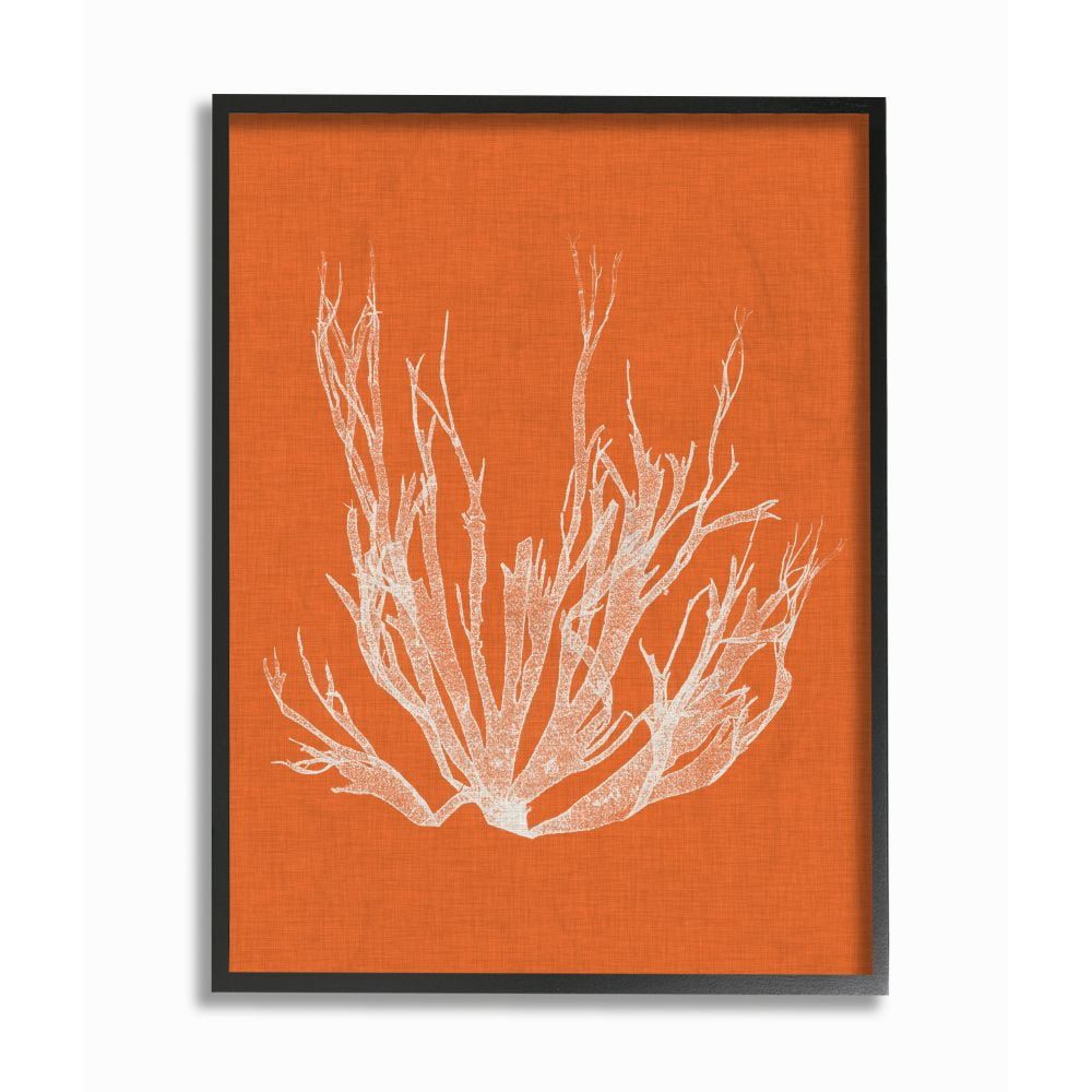 Coral Seaweed Orange and White Canvas Print with Black Frame, 16" x 20"