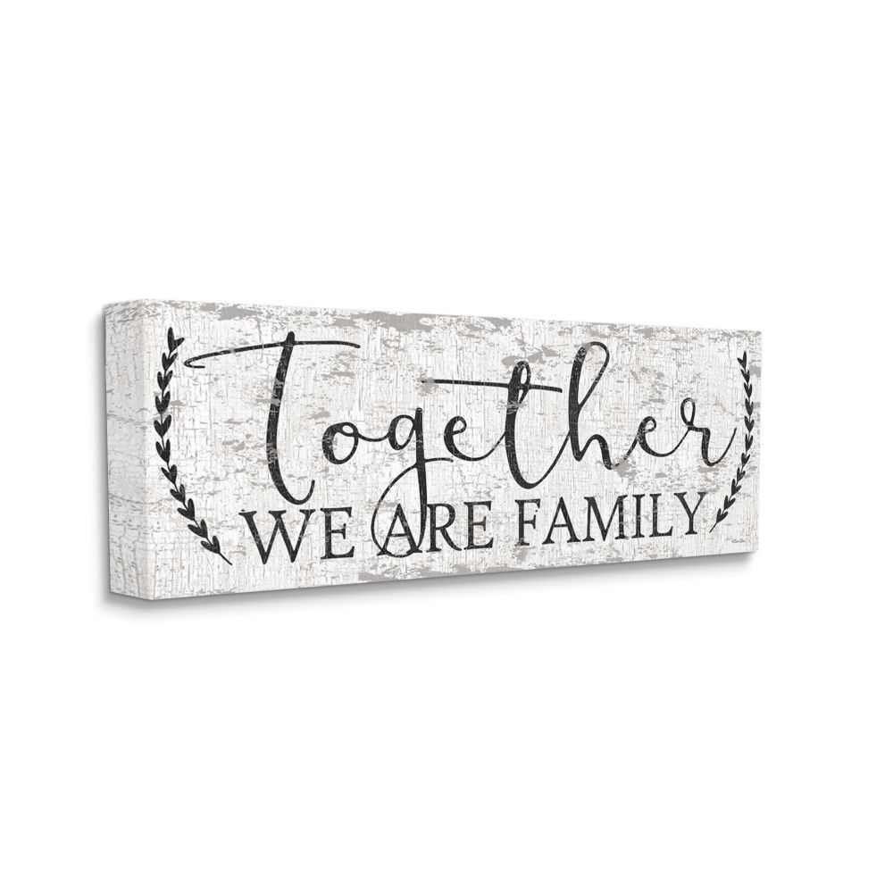 Distressed White Canvas Family Quote Wall Art, 10" x 24"