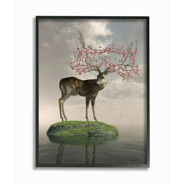 Ebony Framed Abstract Deer Canvas Print for Kids, 24" x 30"