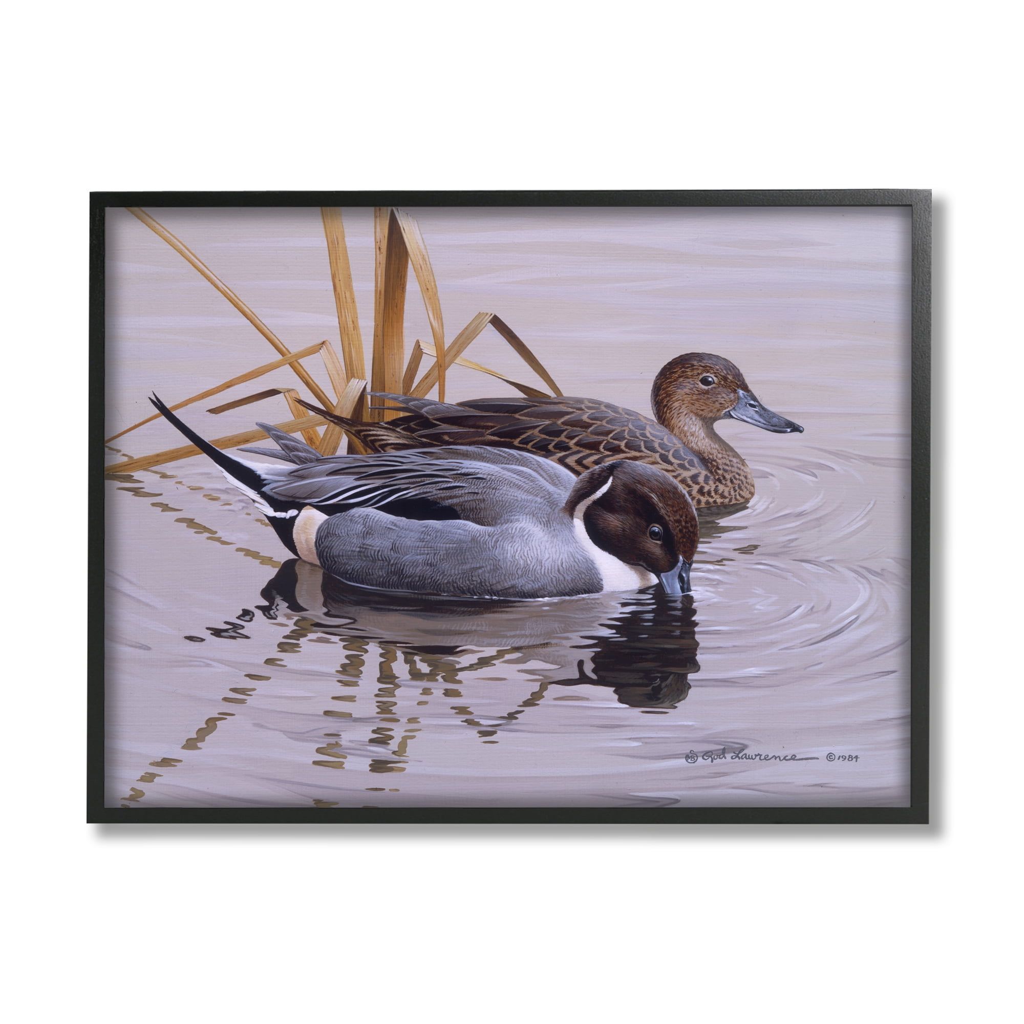 Black Framed Ducks with Pond Ripples Landscape Art Print, 20 x 16
