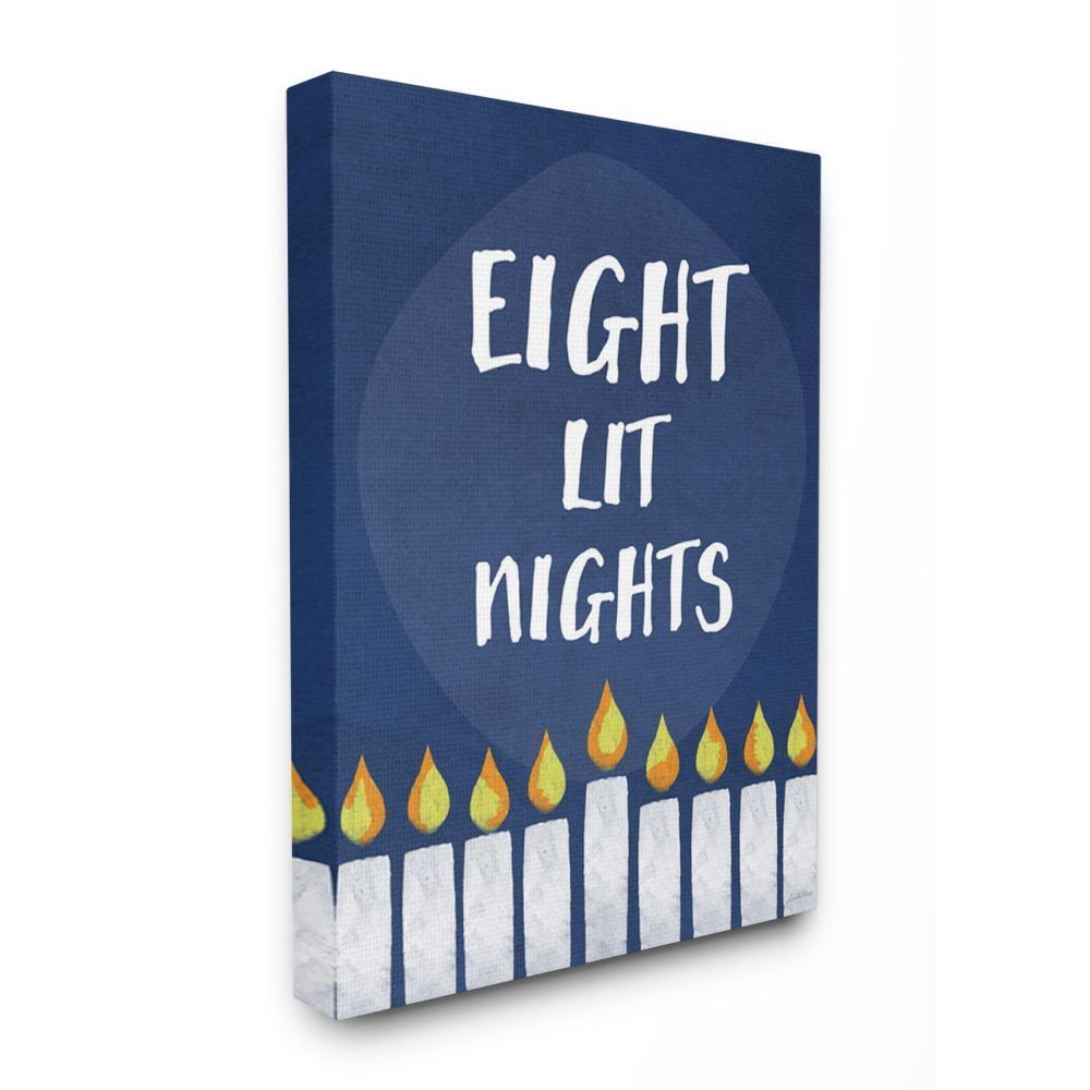 Eight Lit Nights Blue Abstract Canvas Wall Art