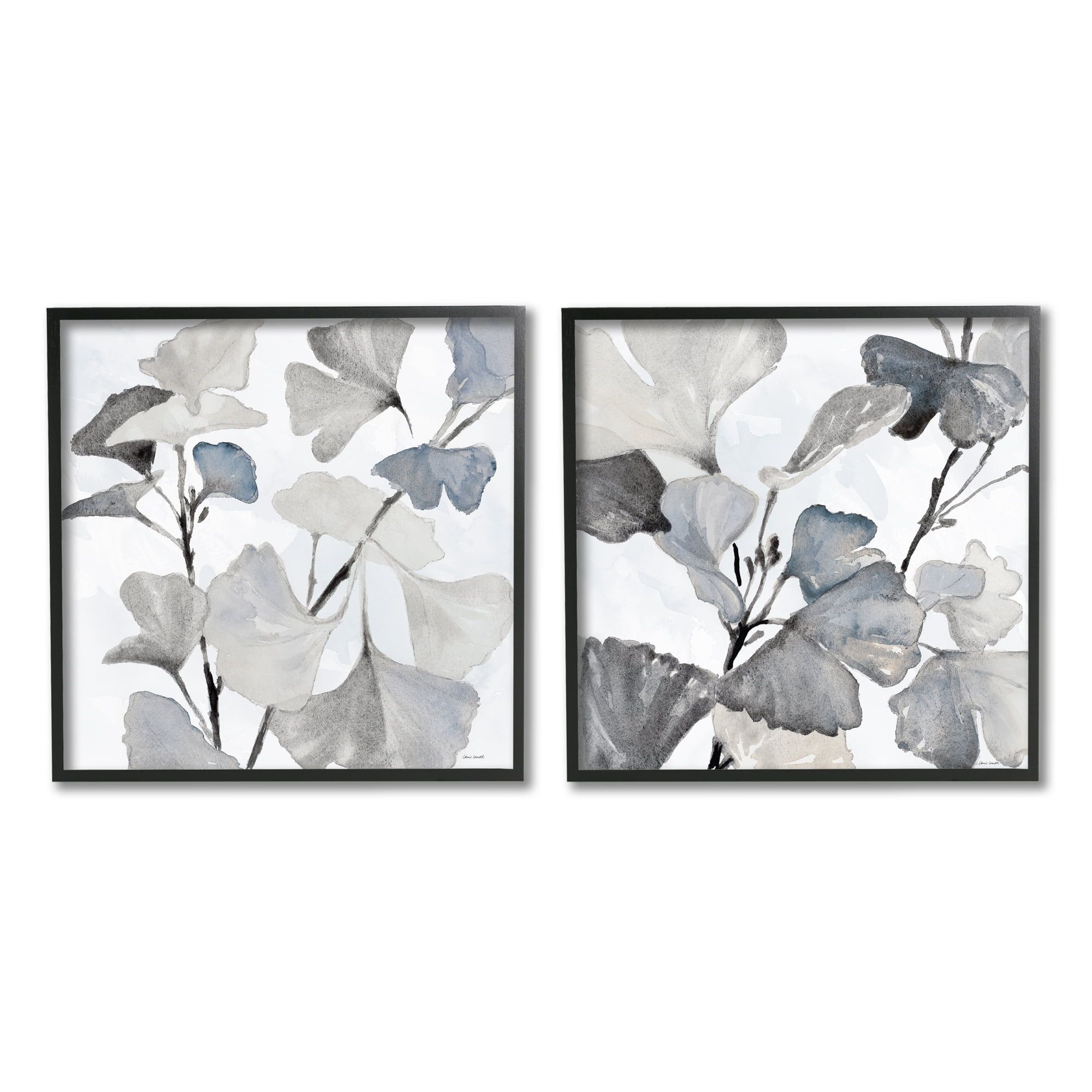 Elegant Monochromatic Botanical Canvas Wall Art, 17 x 17 Inch