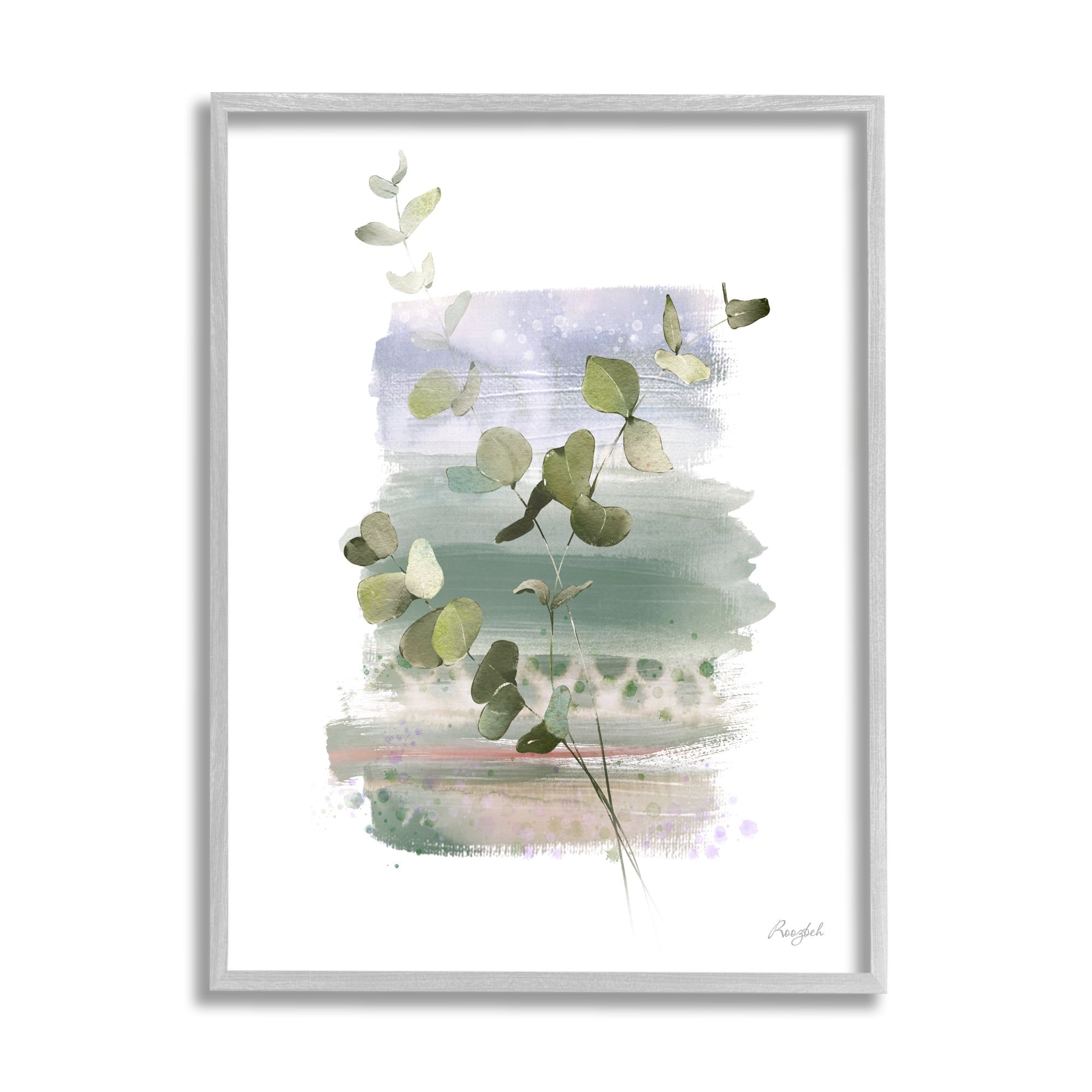 Eucalyptus Herb Botanical Art in Gray Wood Frame, 11 x 14