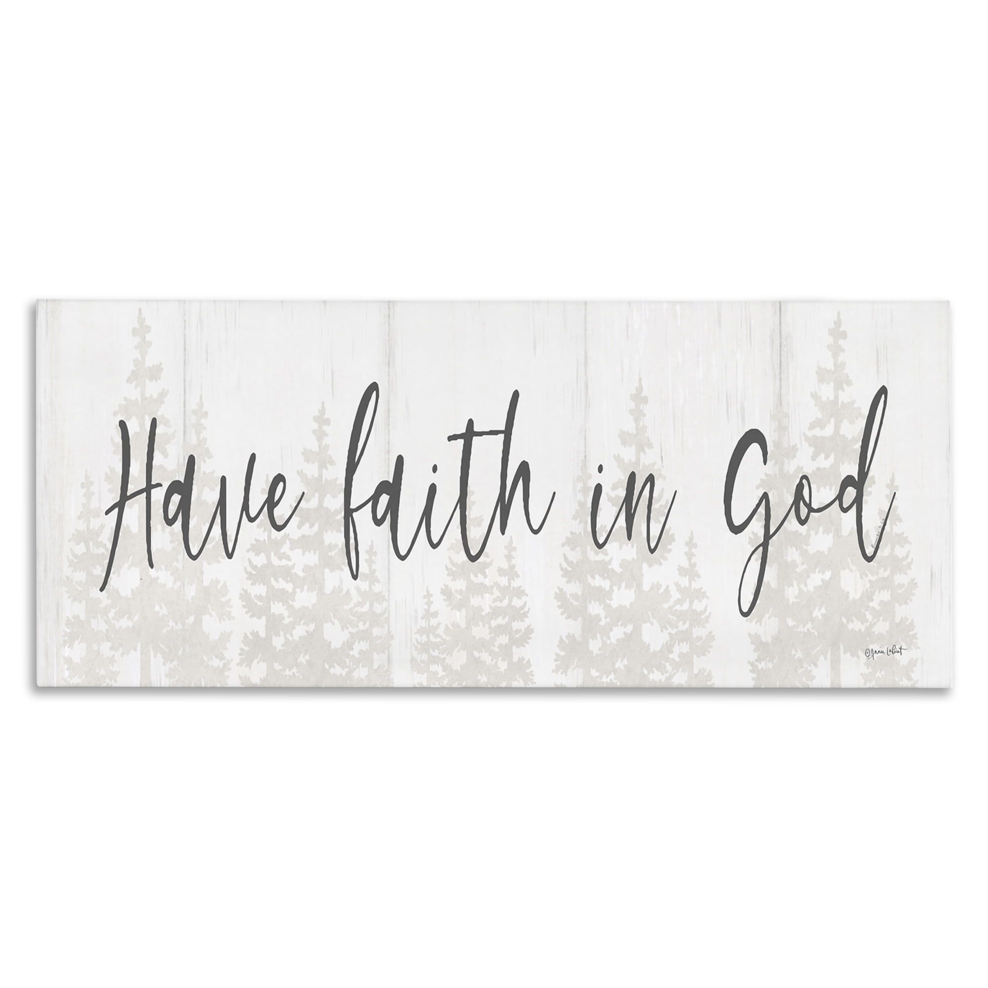 Faith in God Gray and White Canvas Wall Art, 40 x 17
