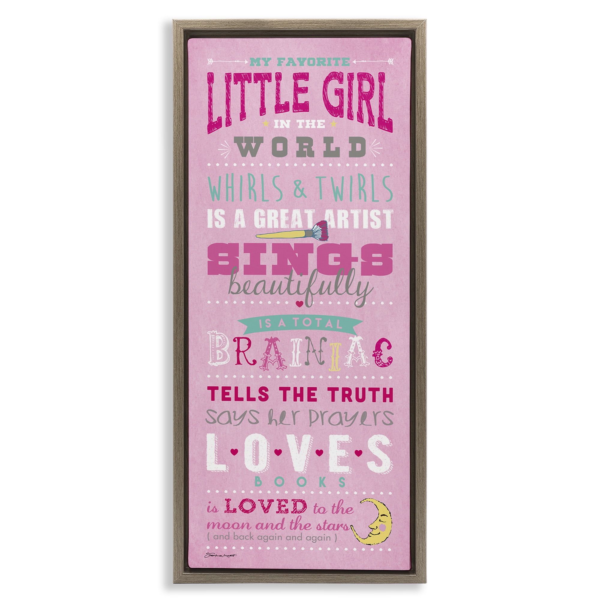 Pink and Brown Canvas Print for Kids with Inspirational Quotes