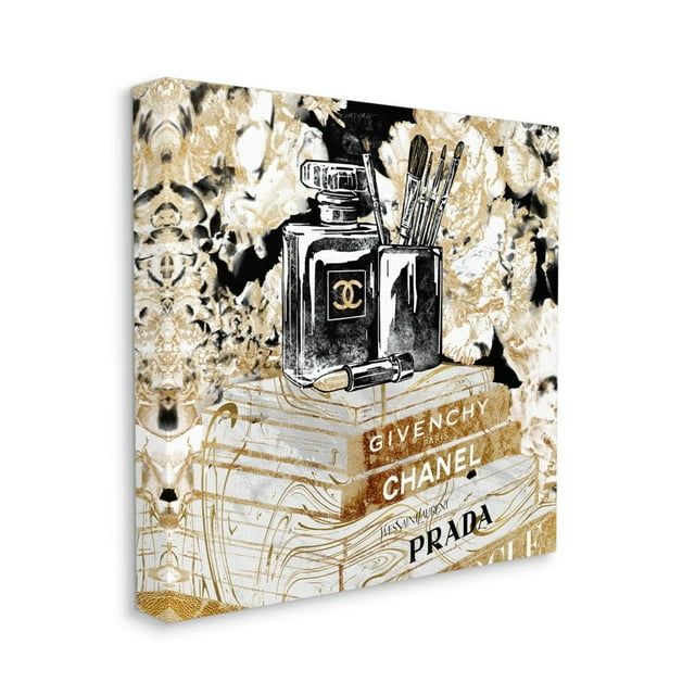 Glam Gold and Black Abstract Canvas Wall Art, 36" x 36"