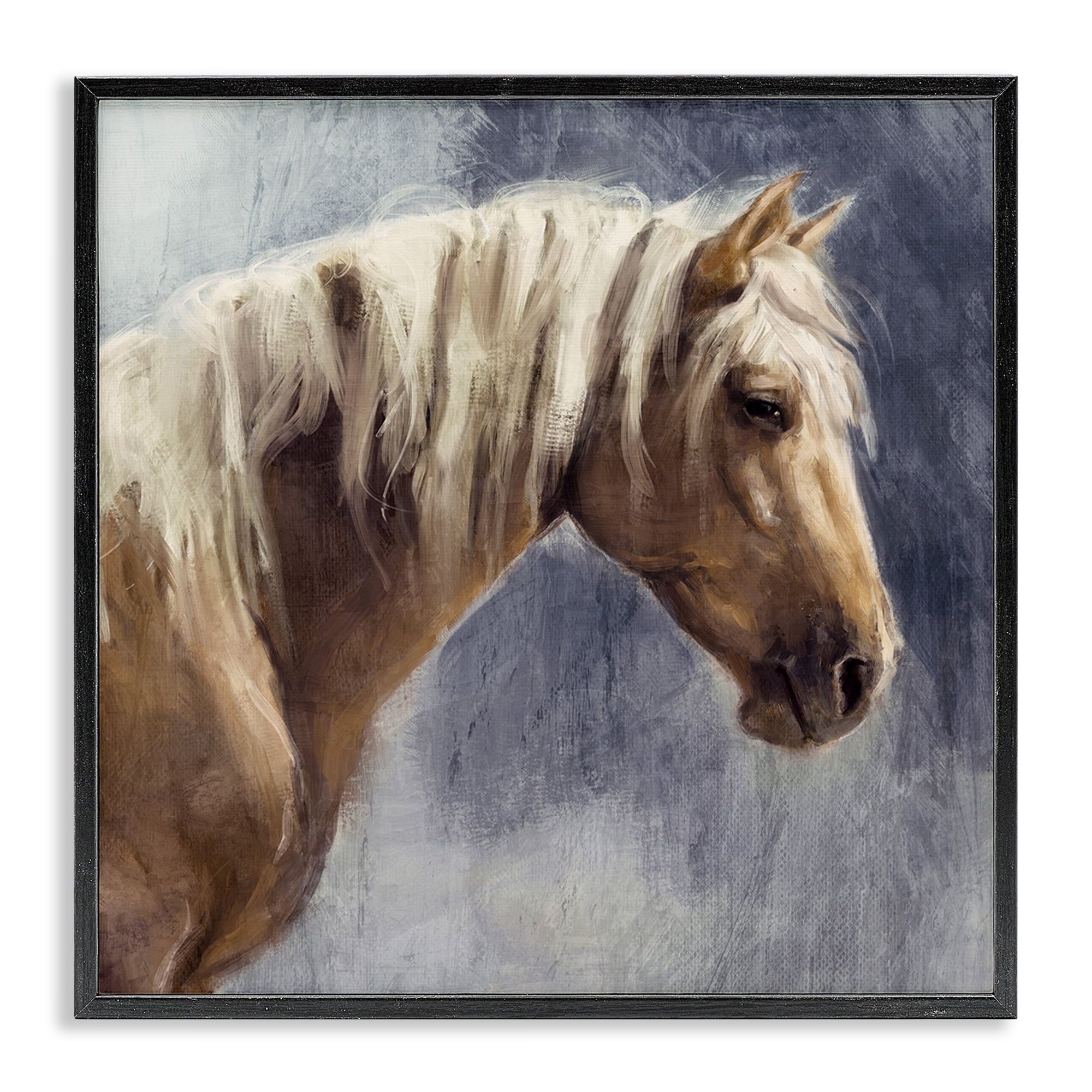 Golden Horse Canvas Print with Black Frame, 12 x 12