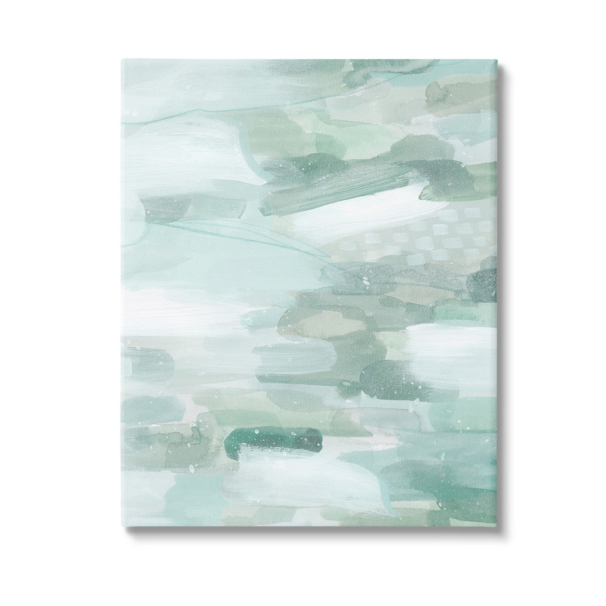Green and White Abstract Brush Strokes Canvas Art, 16 x 20