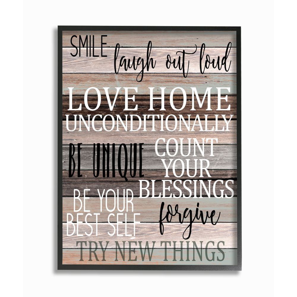 Inspirational Wood Grain Canvas Quote Art with Black Frame