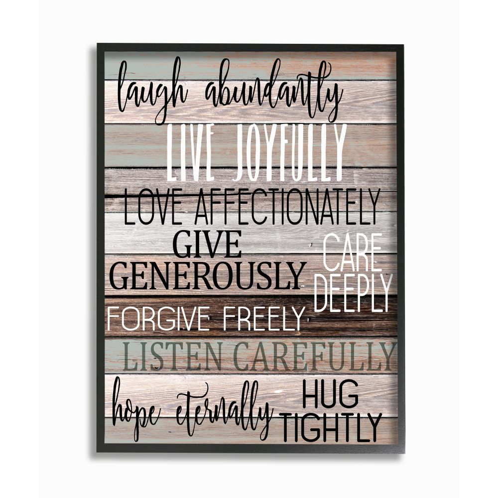 Live Joyfully Multicolor Wood Grain Framed Wall Art