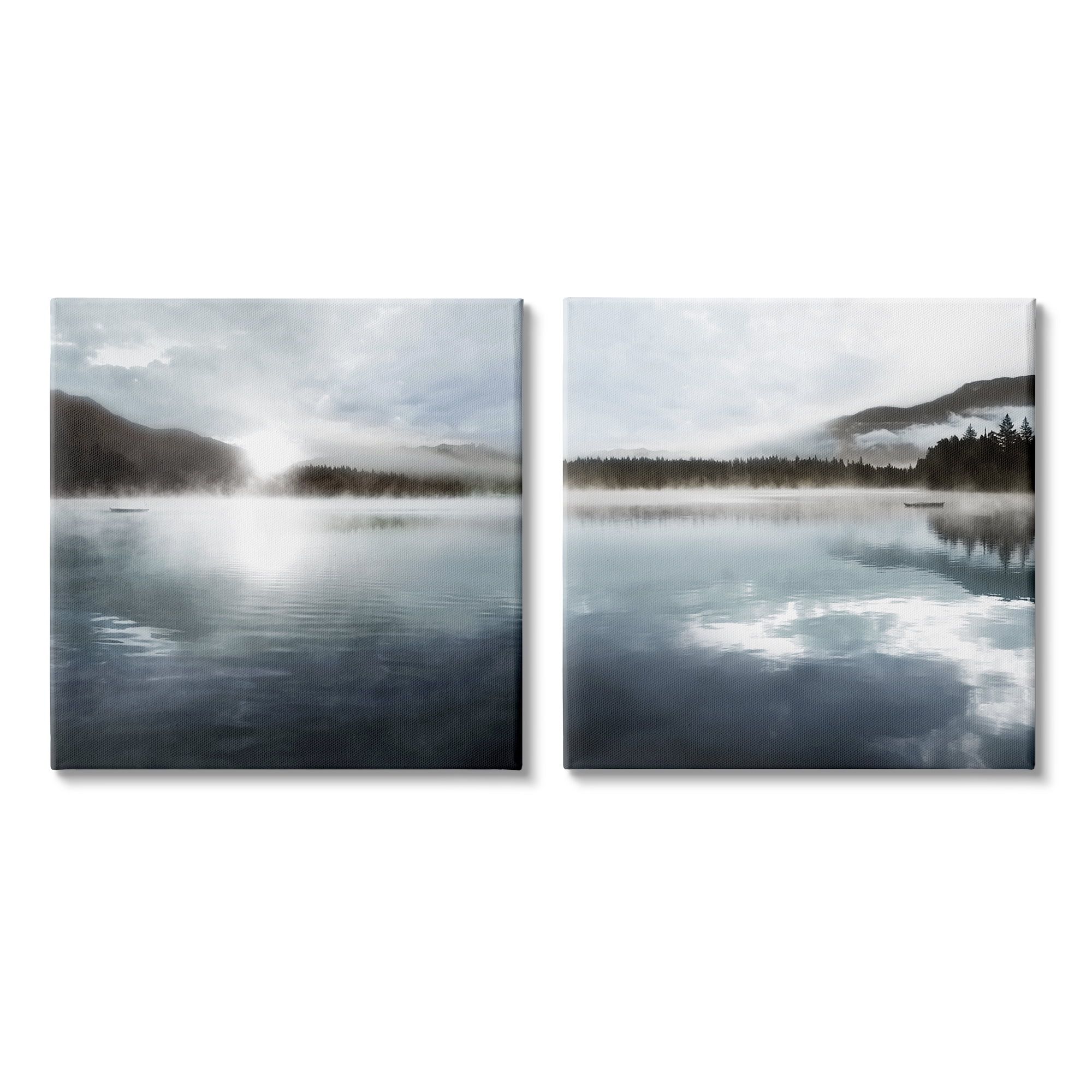 Misty Morning Lake Landscape Canvas Wall Art, 17 x 17