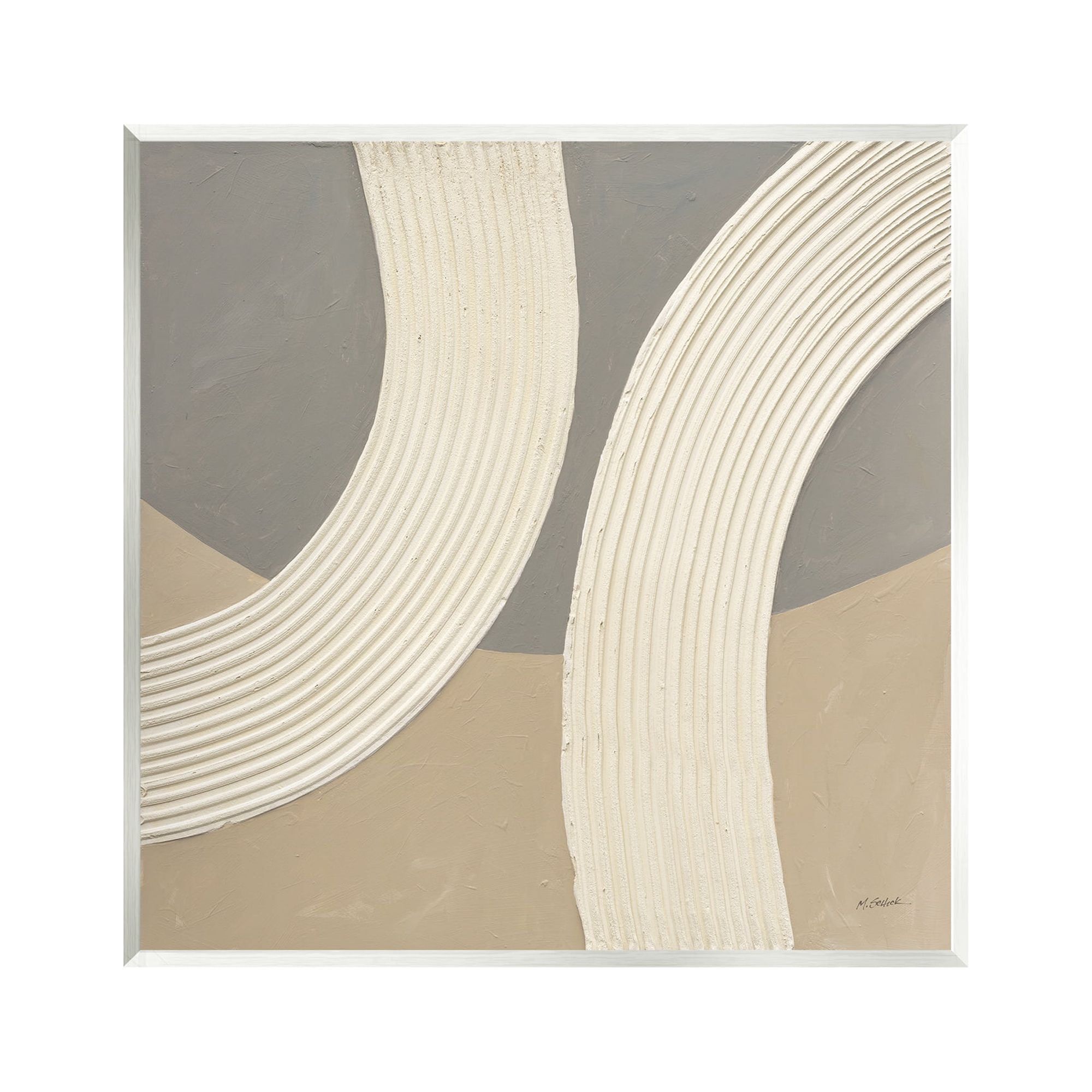 Modern Abstract Circles Beige and Gray MDF Wall Art