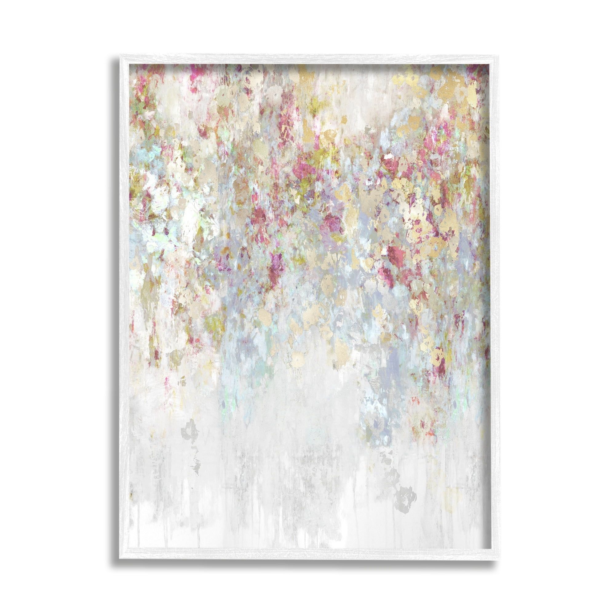 Modern Cascading Pink and White Flowers Abstract Wall Art, 24 x 30