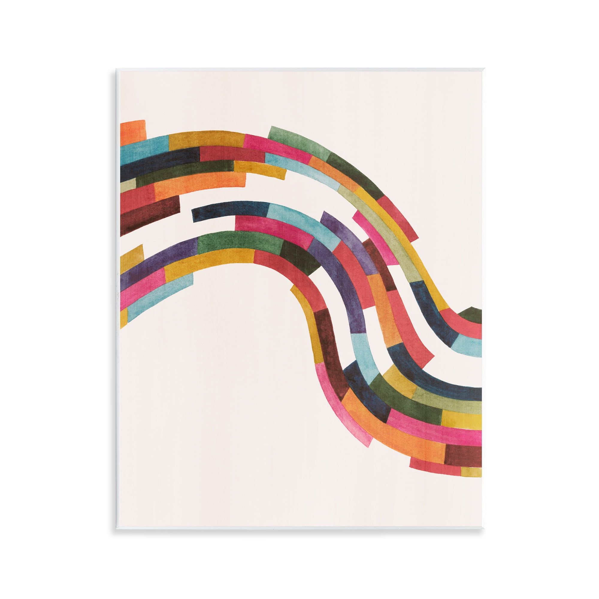 Modern Multicolor Geometric Wave Design MDF Wall Art, 11 x 14