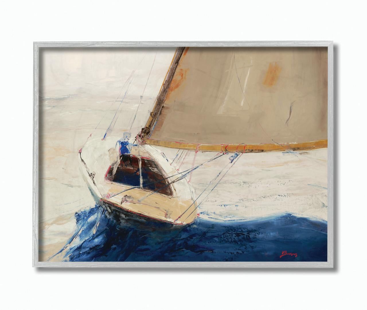 Abstract Sailboat Canvas Print with Gray Frame, 11 x 14