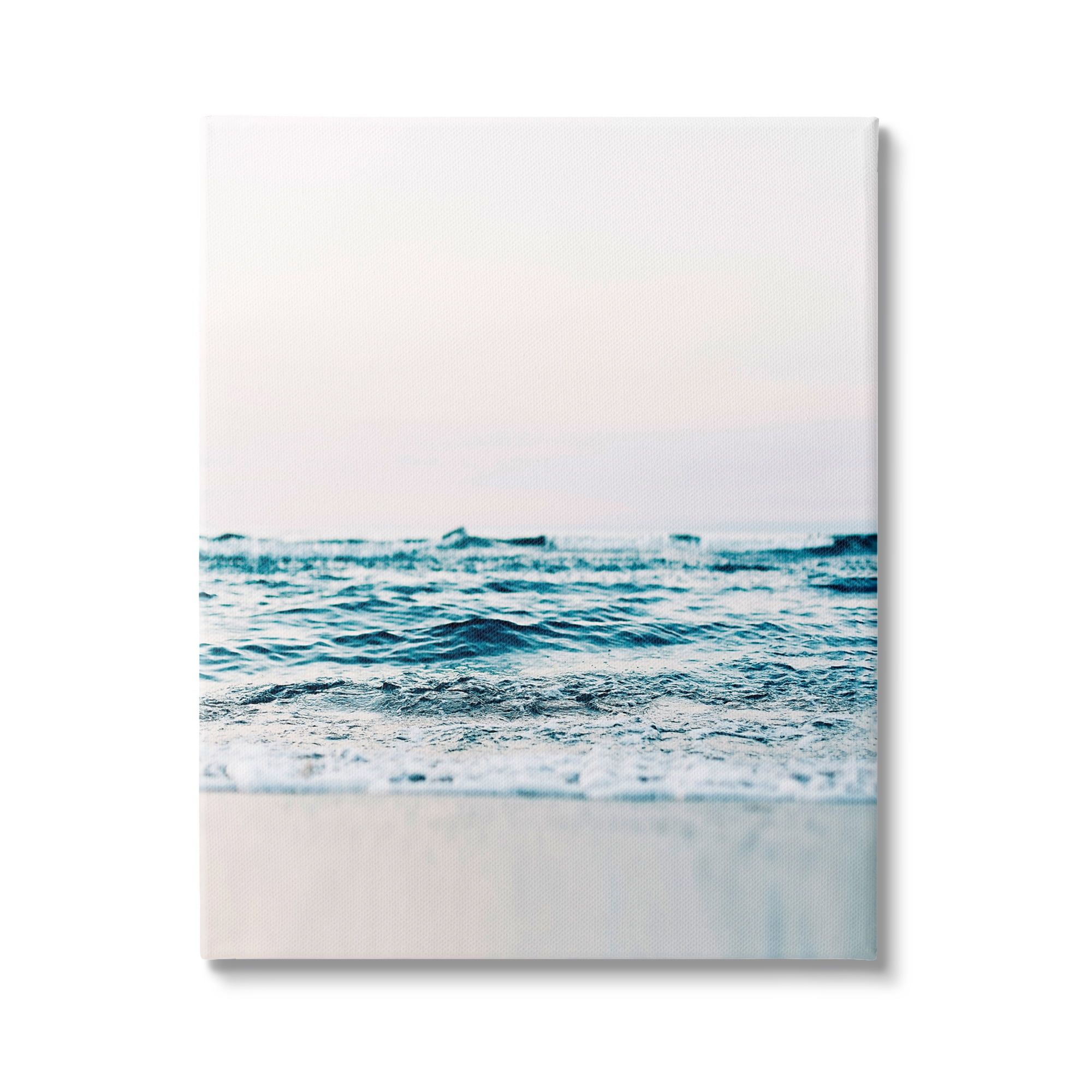 Ocean Waves on Shore Blue and White Canvas Print