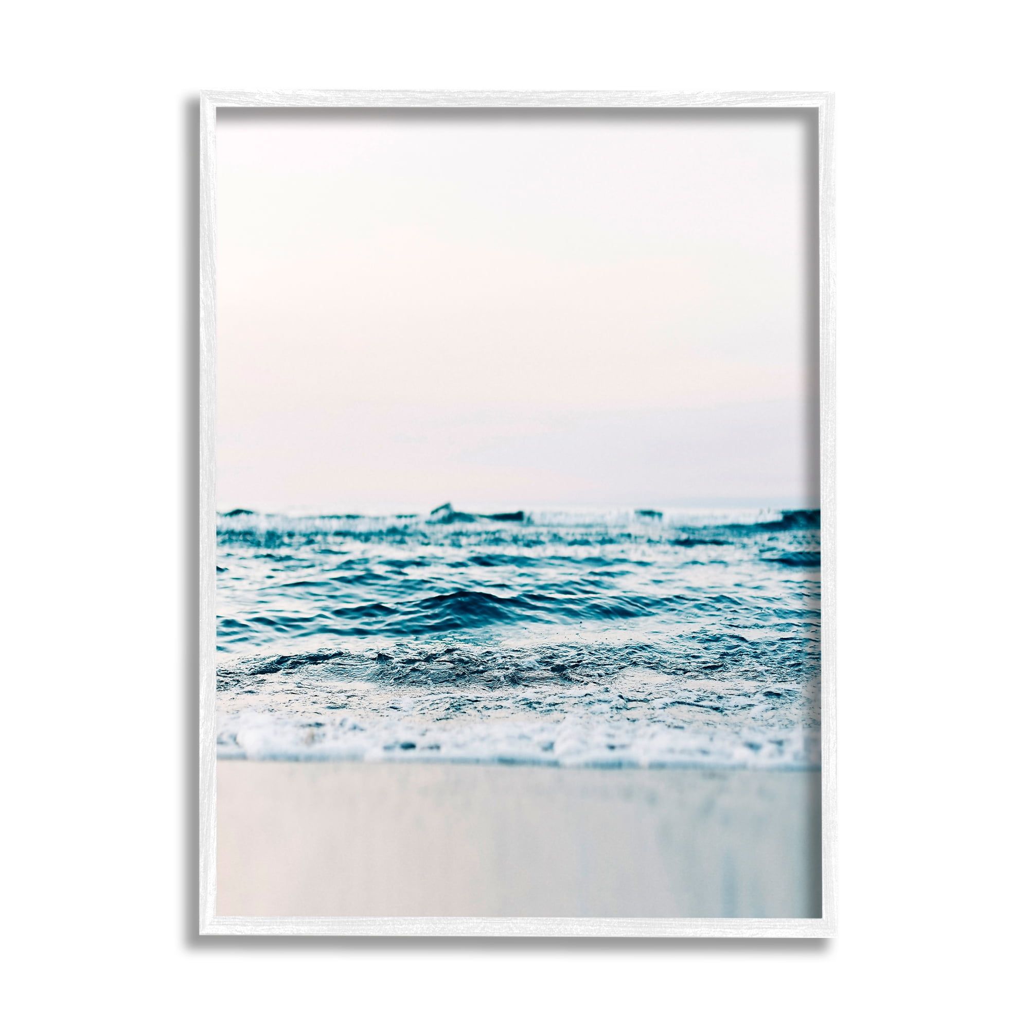 White Framed Ocean Waves Canvas Print, 16 x 20