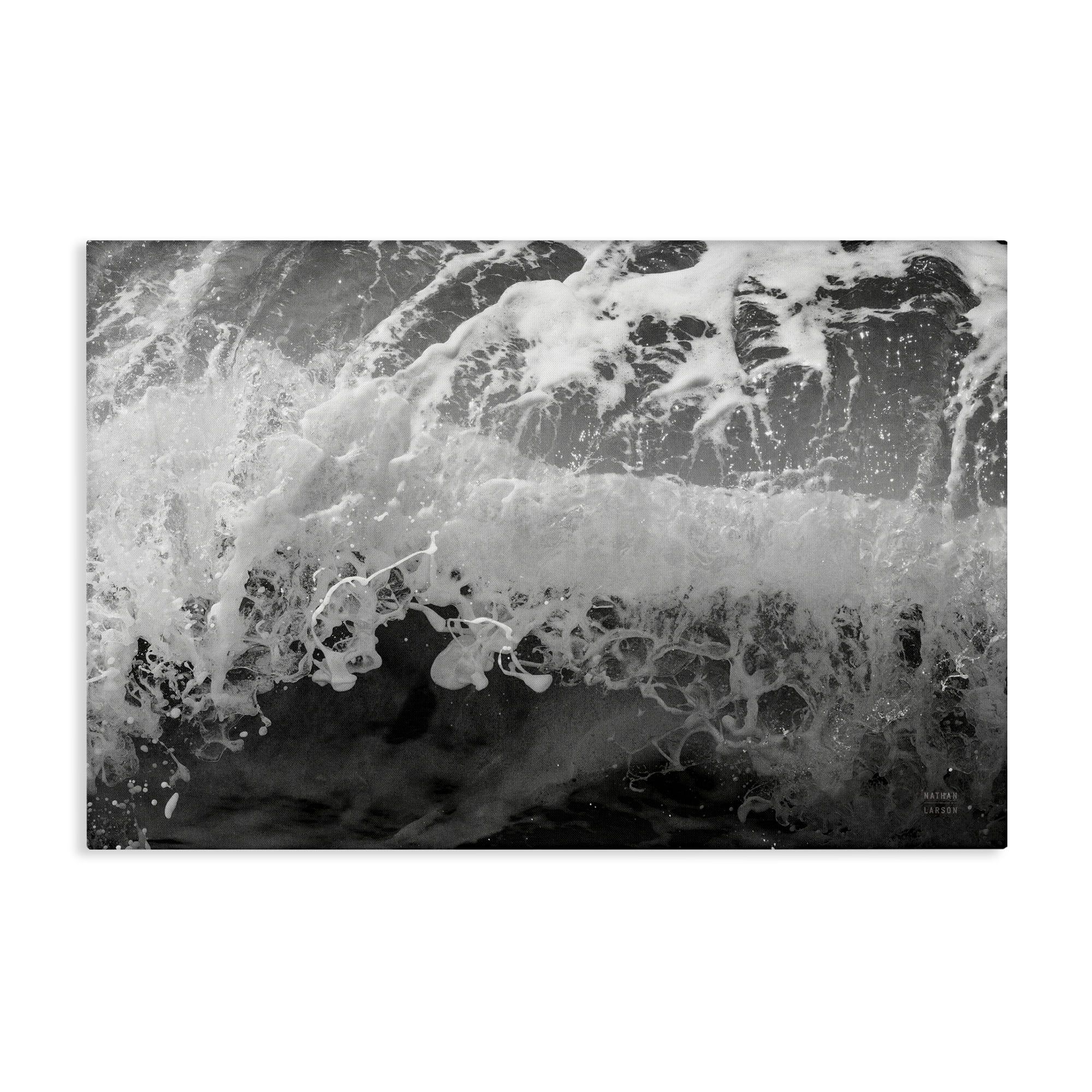 Black and White Ocean Wave Canvas Print, 30 x 20