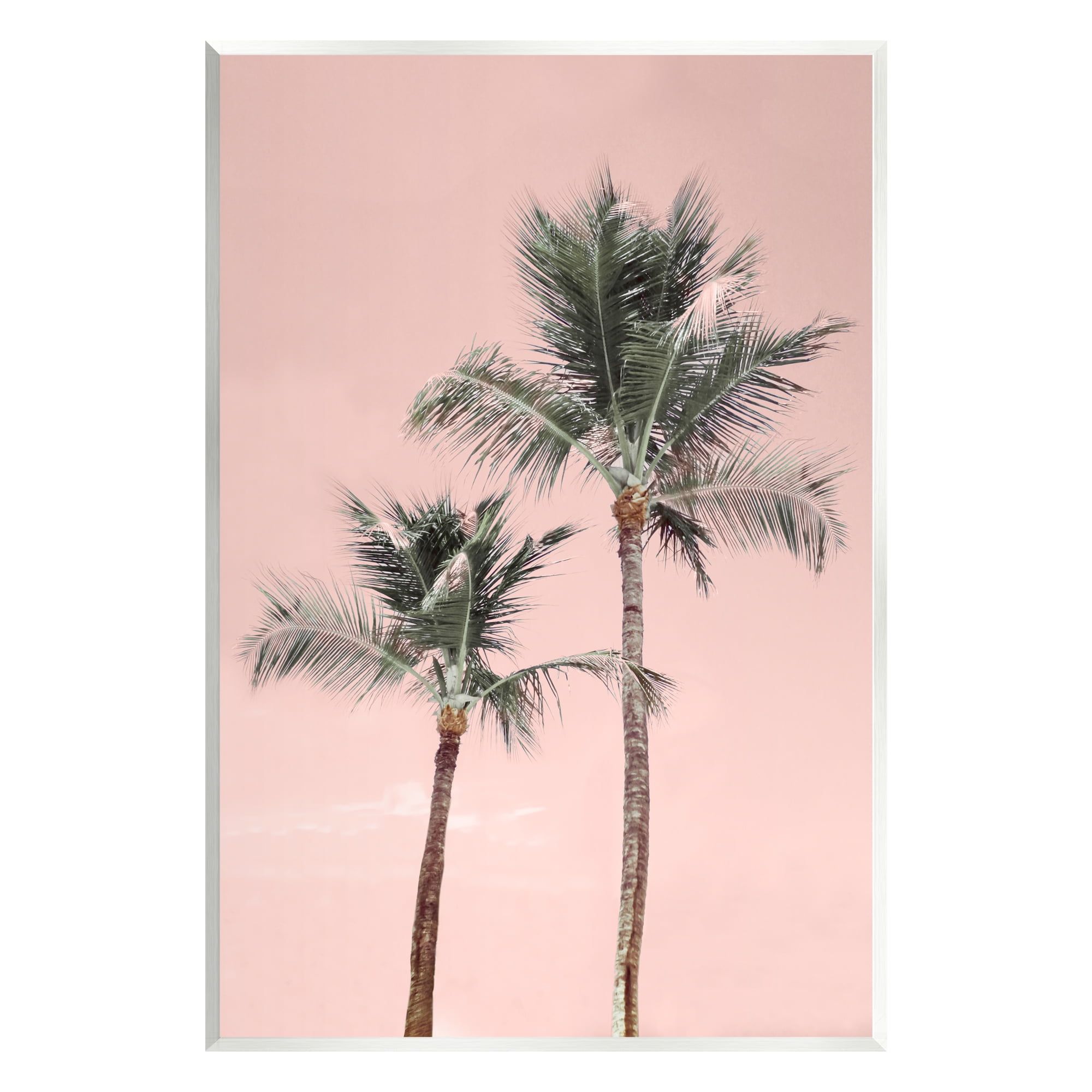 Pink Summer Palm Trees Botanical Art Print on MDF Wood