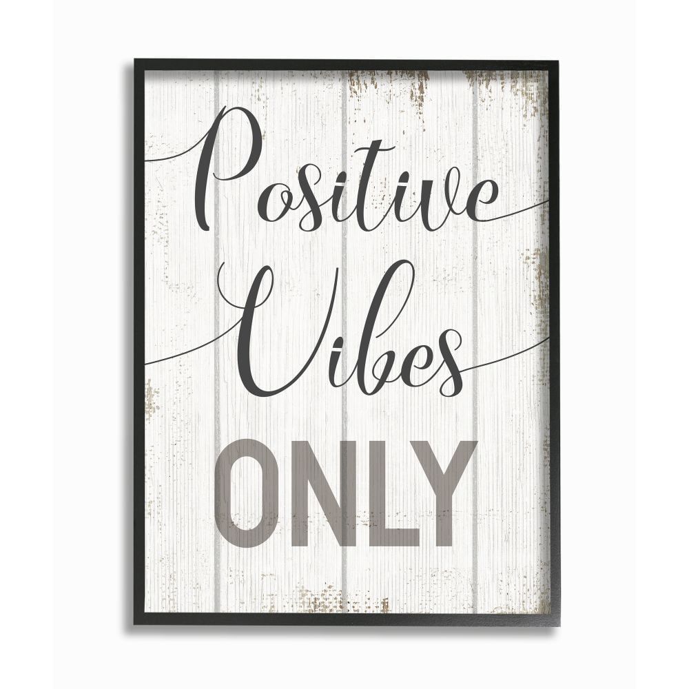 Positive Vibes Only Black Framed Canvas Print for Kids Nursery