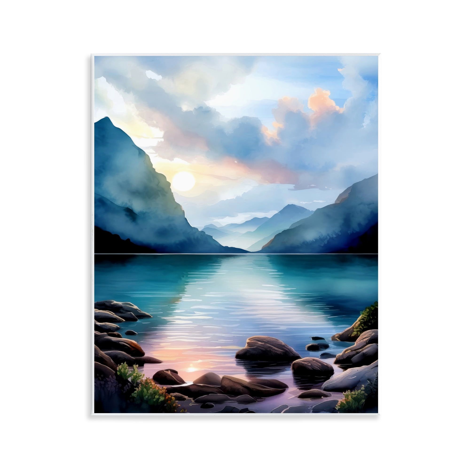 Rocky Mountain Beach Landscape 11x14 MDF Wall Art