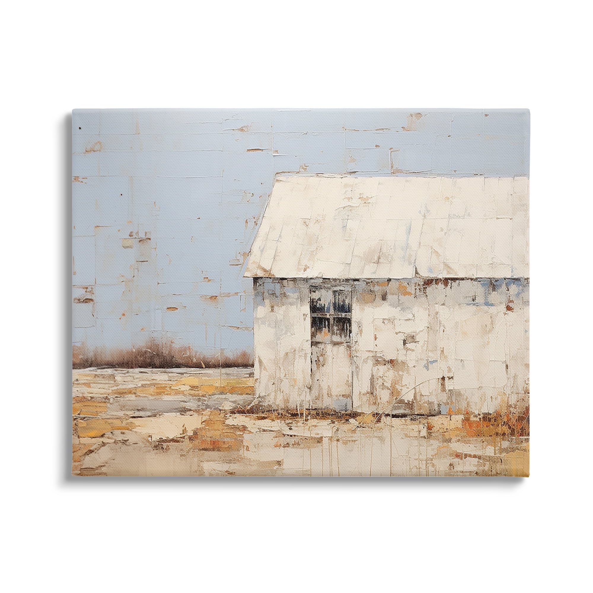 Rustic White Barn Abstract Canvas Wall Art, 30 x 24