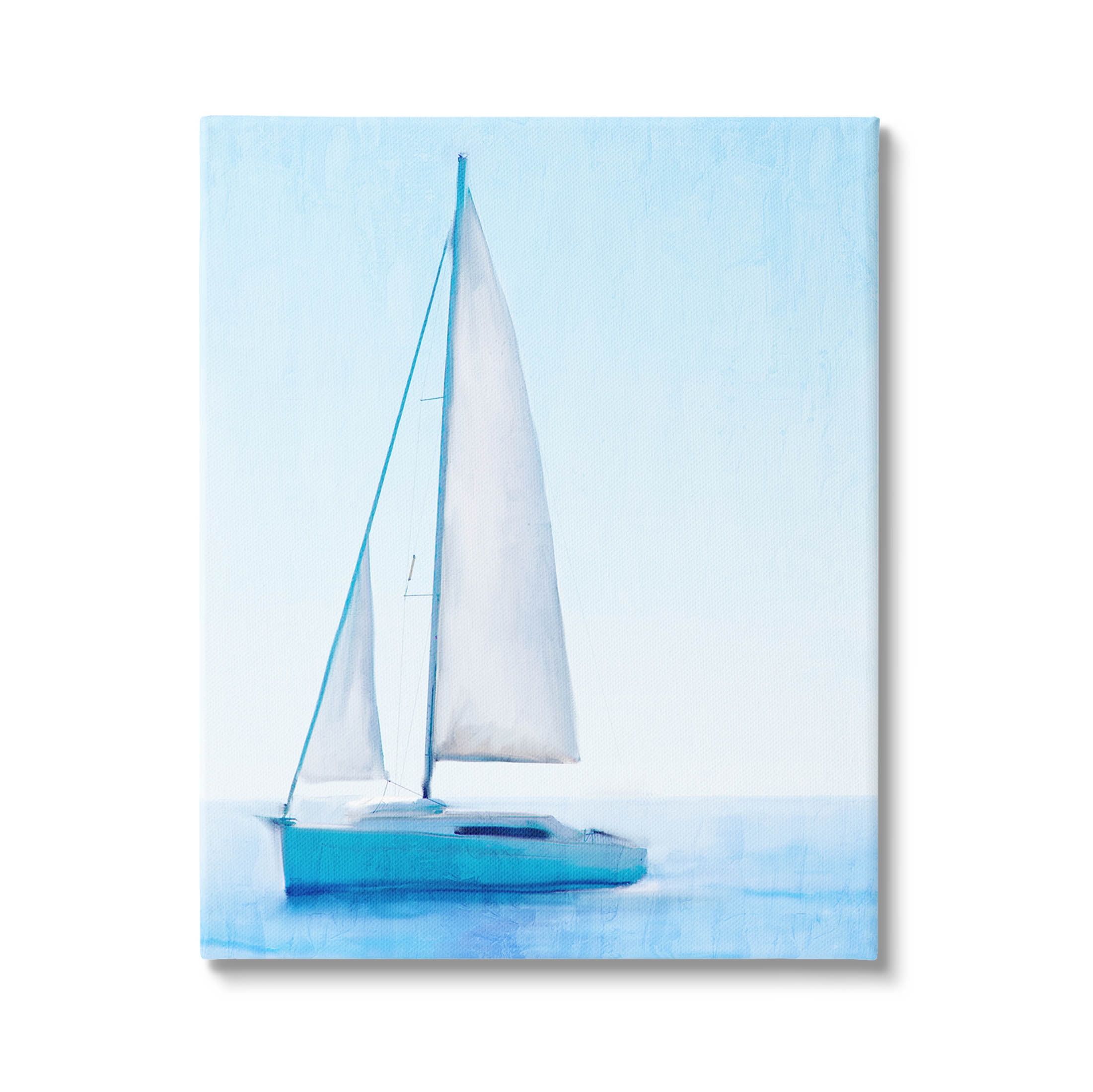 16" x 20" Blue Ocean Sailboat Canvas Wall Art