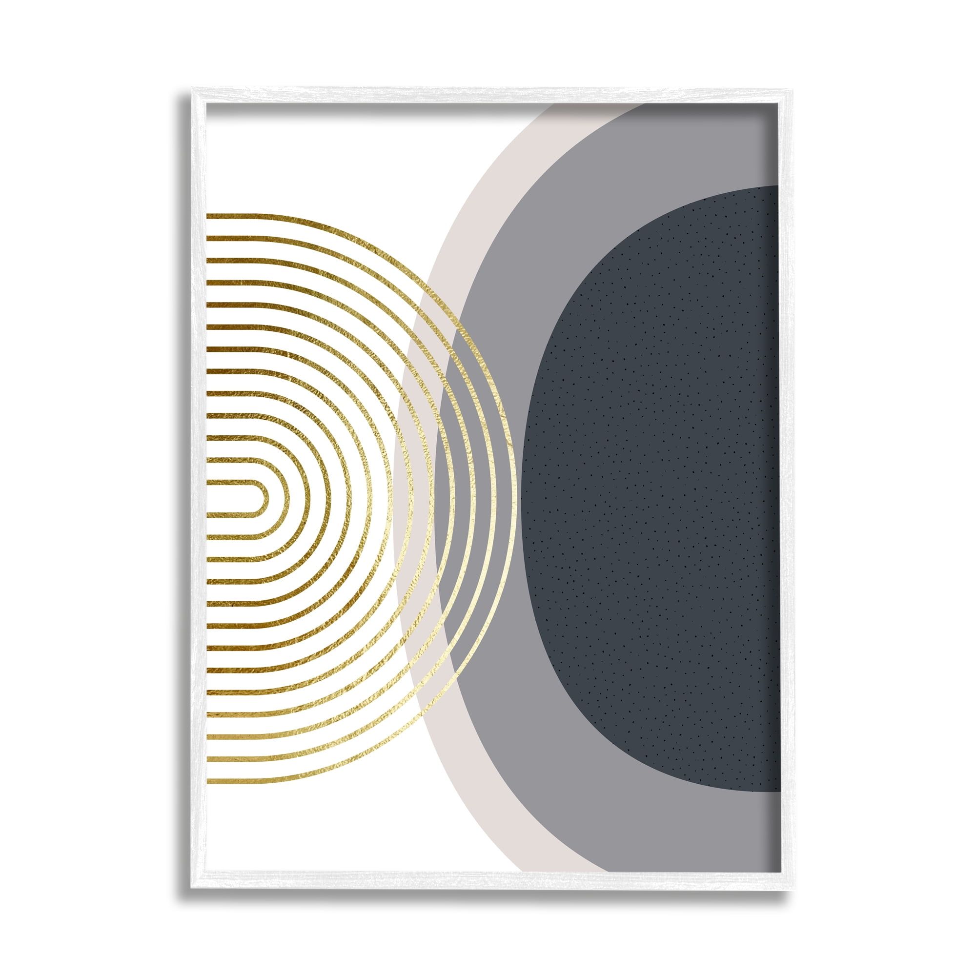 Modern Abstract Shapes Gold and Gray Framed Wall Art, 11 x 14