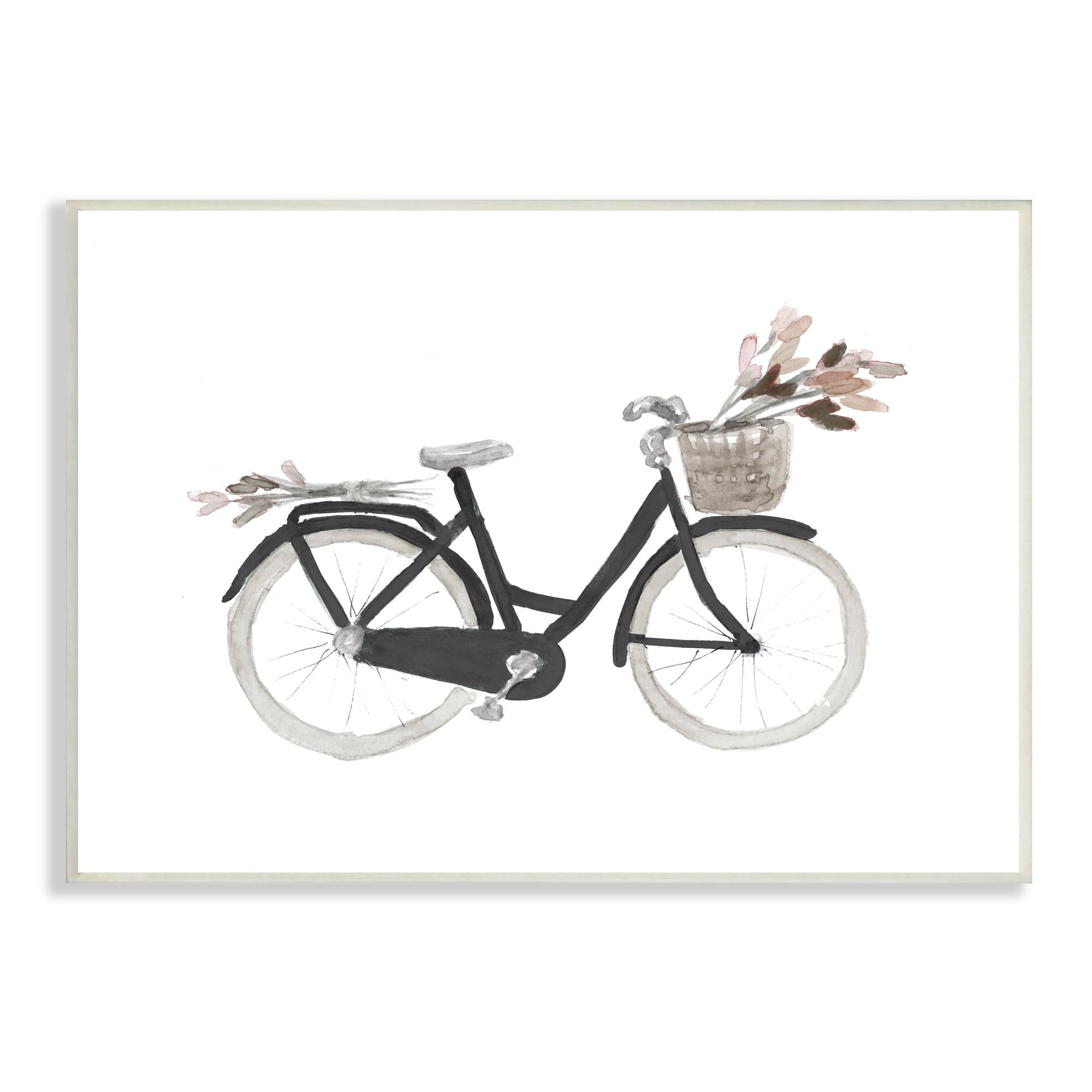 Rustic Bicycle with Floral Basket MDF Wall Plaque