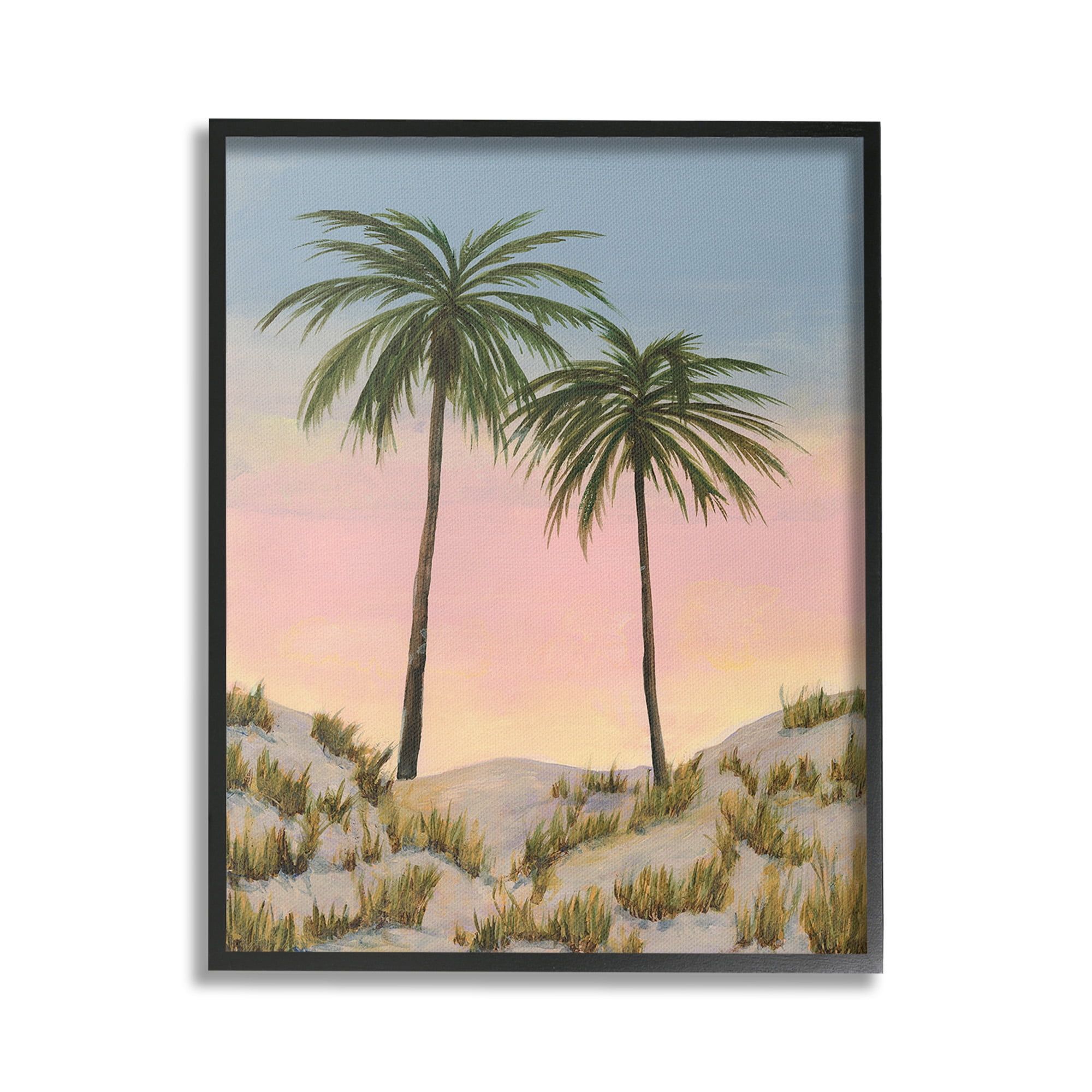 Sunrise Palm Trees Landscape Print in Black Frame, 24 x 30