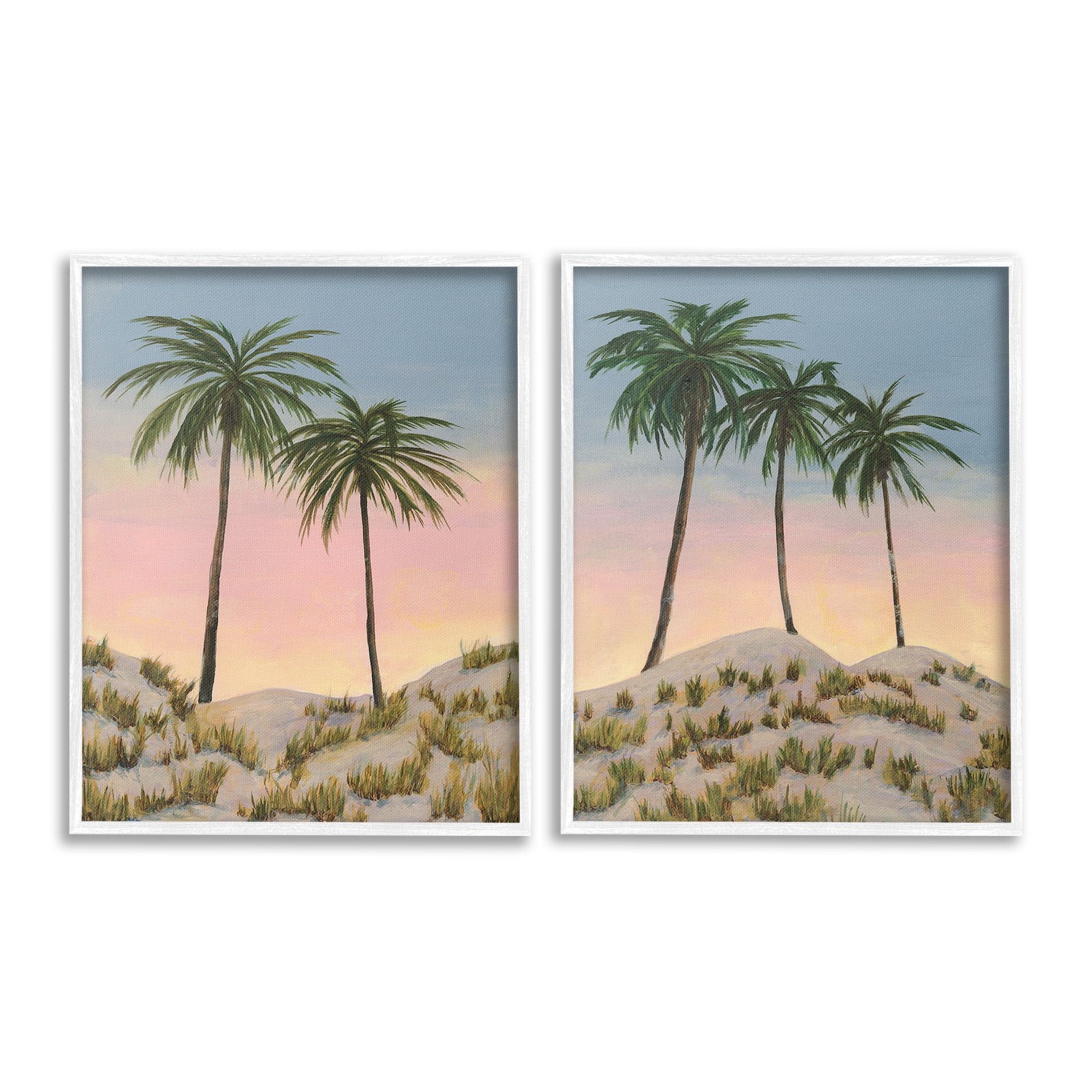White Framed Tropical Landscape Art Print Set, 16 x 20