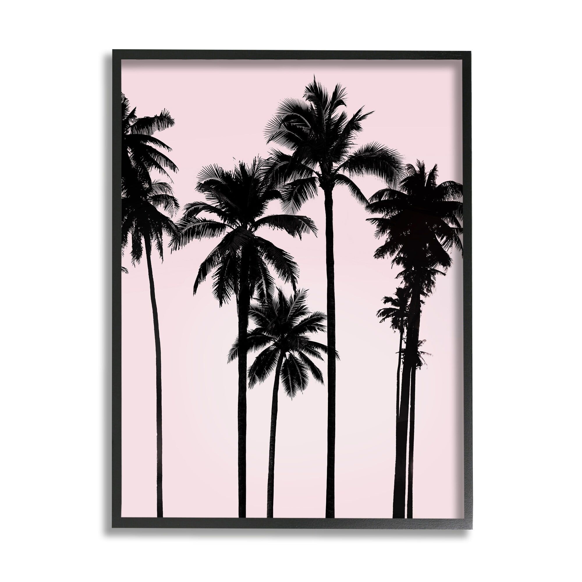 Tall Palm Tree Silhouettes Black Frame Wall Art, 11 x 14