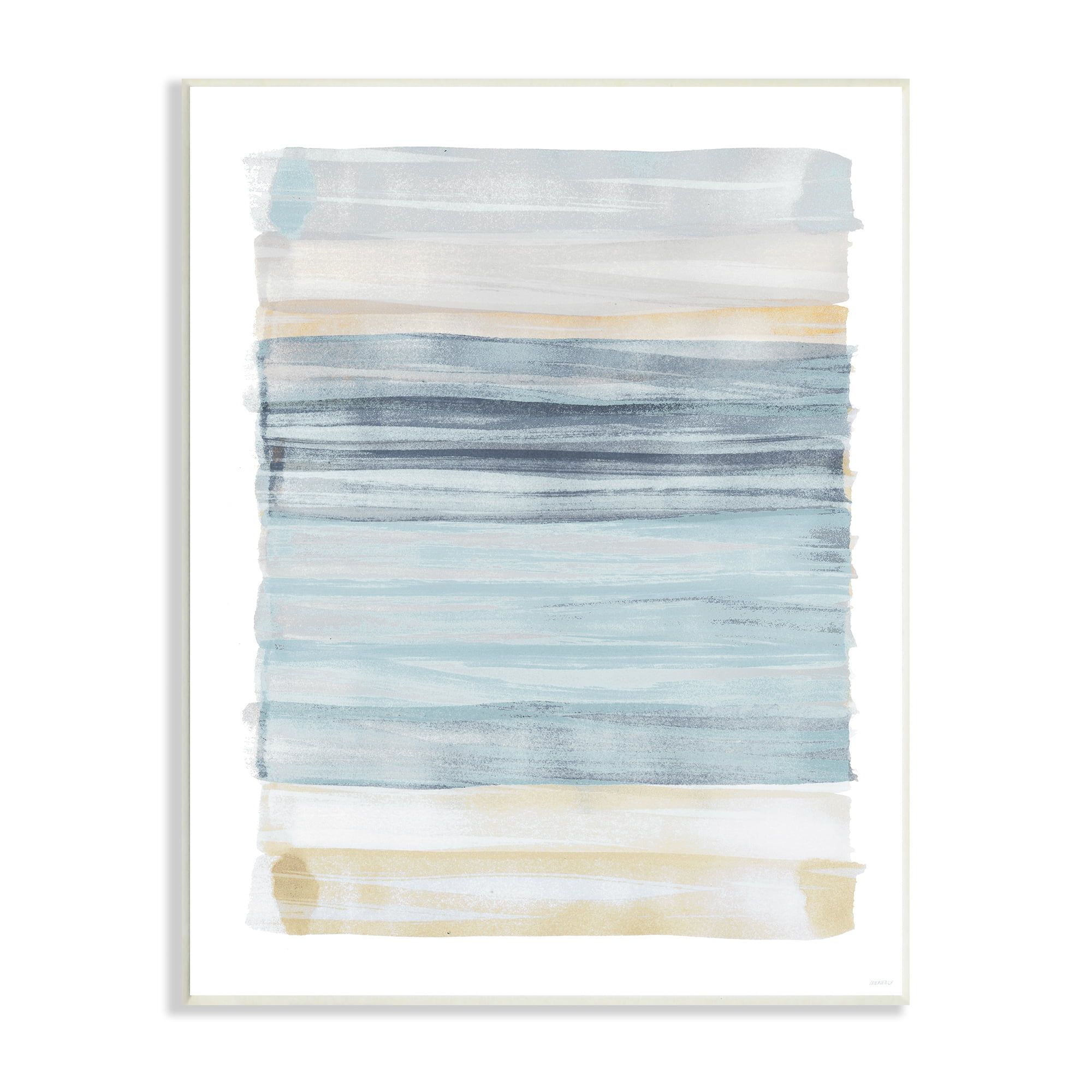 Tranquil Blue and Beige Striped Abstract Canvas Wall Art, 10 x 15