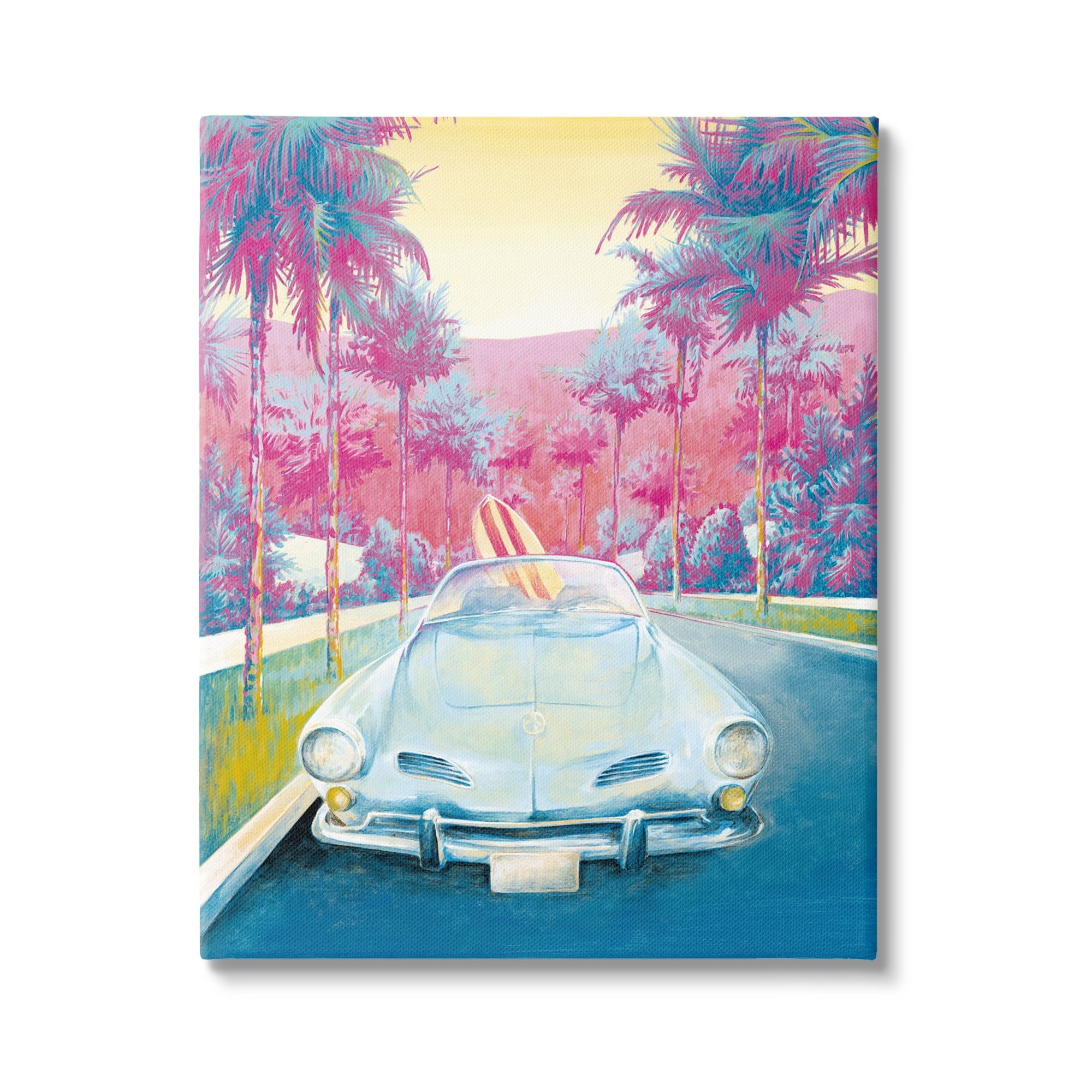 Tropical Classic Car Canvas Art with Wooden Frame, 16 x 20