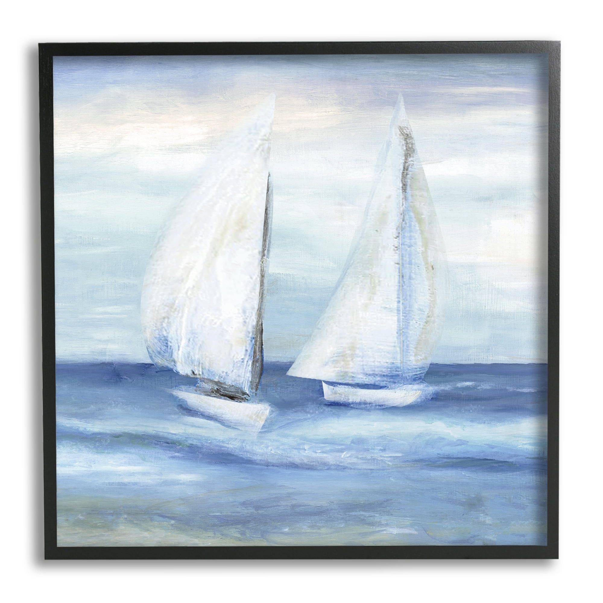 12" x 12" Black Framed Abstract Coastal Canvas Print