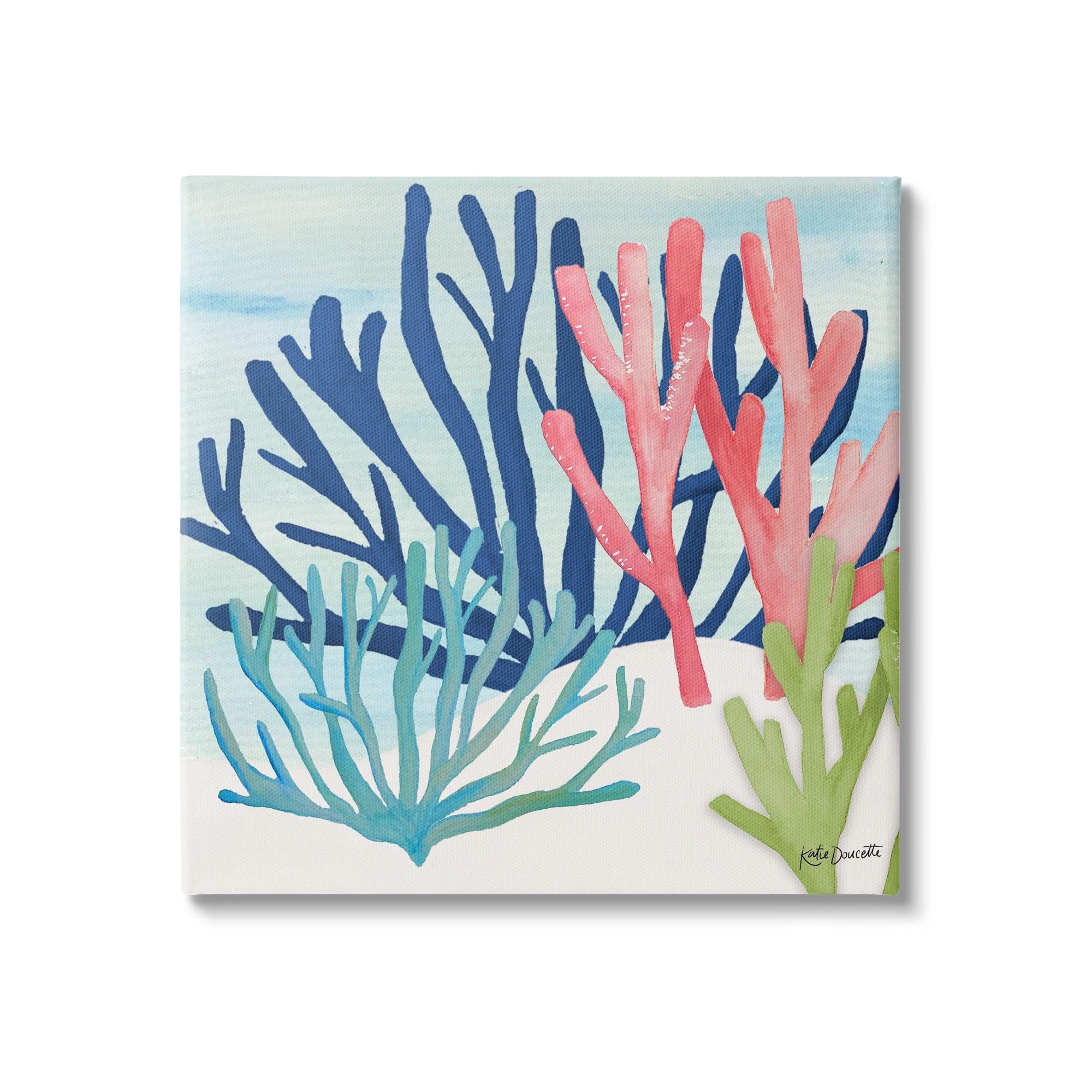 24" Blue and Pink Coral Reef Canvas Wall Art